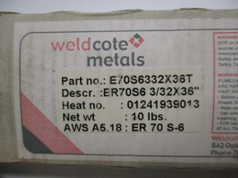 WELDCOTE E70S6332X36T NSMP