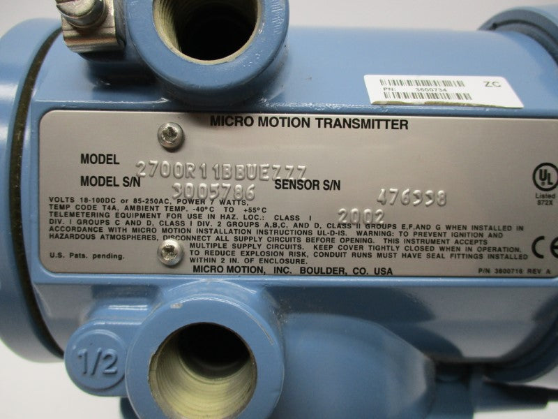 MICRO MOTION 2700R11BBUEZZZ UNMP