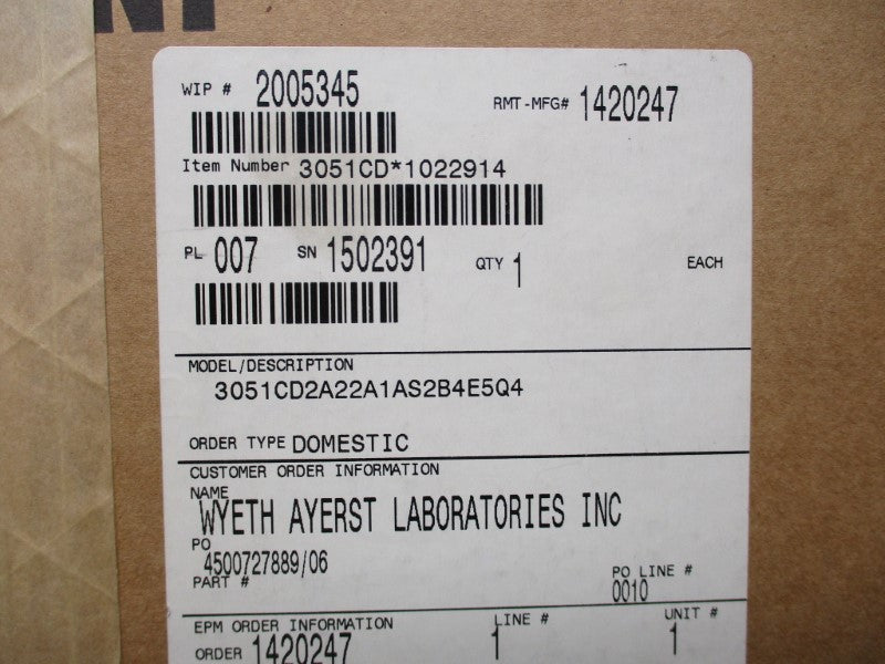 EMERSON 3051CD2A22A1AS2B4E5Q4 NSMP