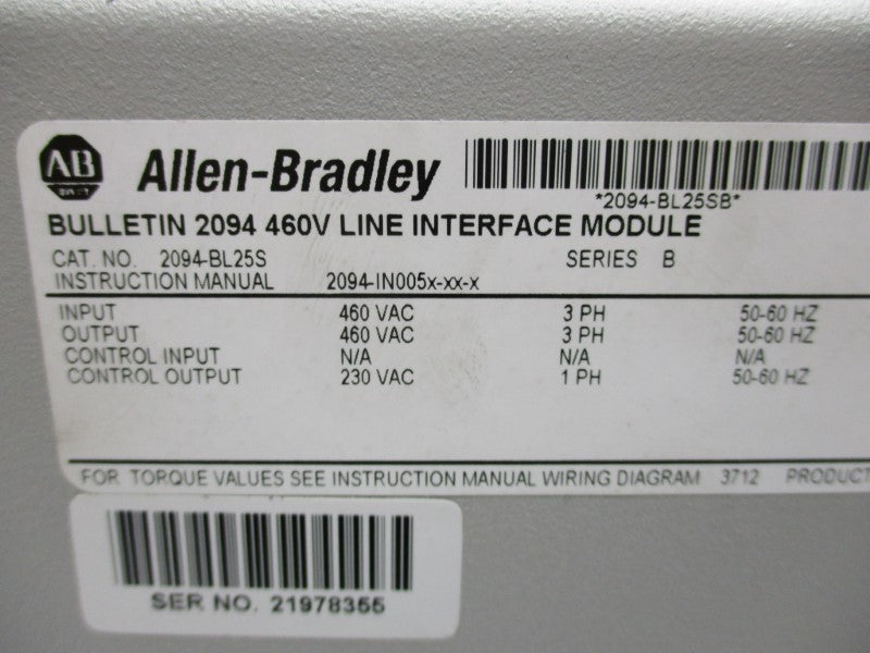 ALLEN BRADLEY 2094-BL25S SER. B NSMP