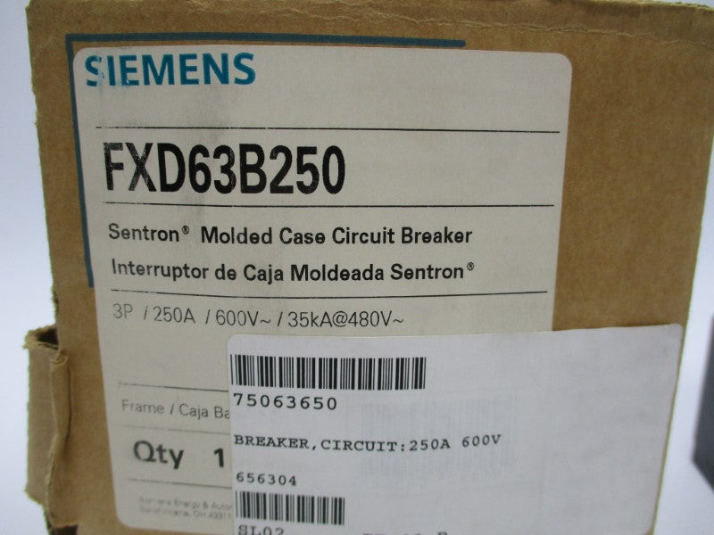 SIEMENS FXD63B250 250V 600V NSMP