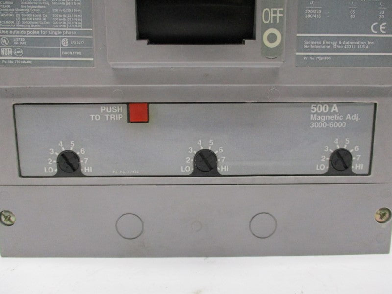 SIEMENS LXD63B500 600V 500A NSMP