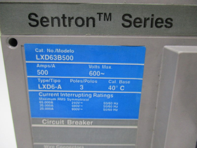 SIEMENS LXD63B500 600V 500A NSMP