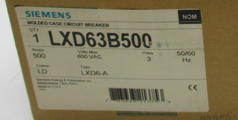 SIEMENS LXD63B500 600V 500A NSMP