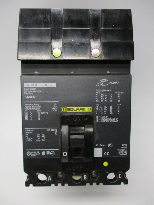 SQUARE D FA36020 600VAC 20A NSNP