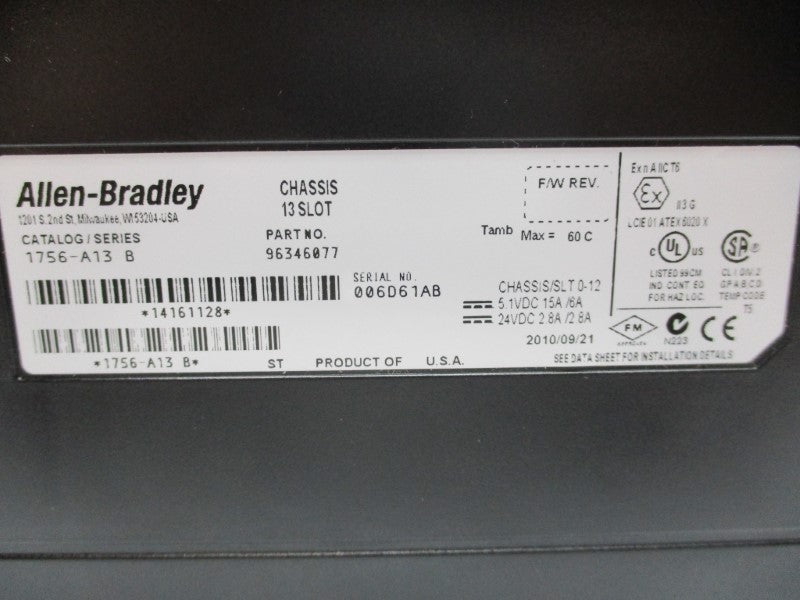 ALLEN BRADLEY 1756-A13 SER. B UNMP