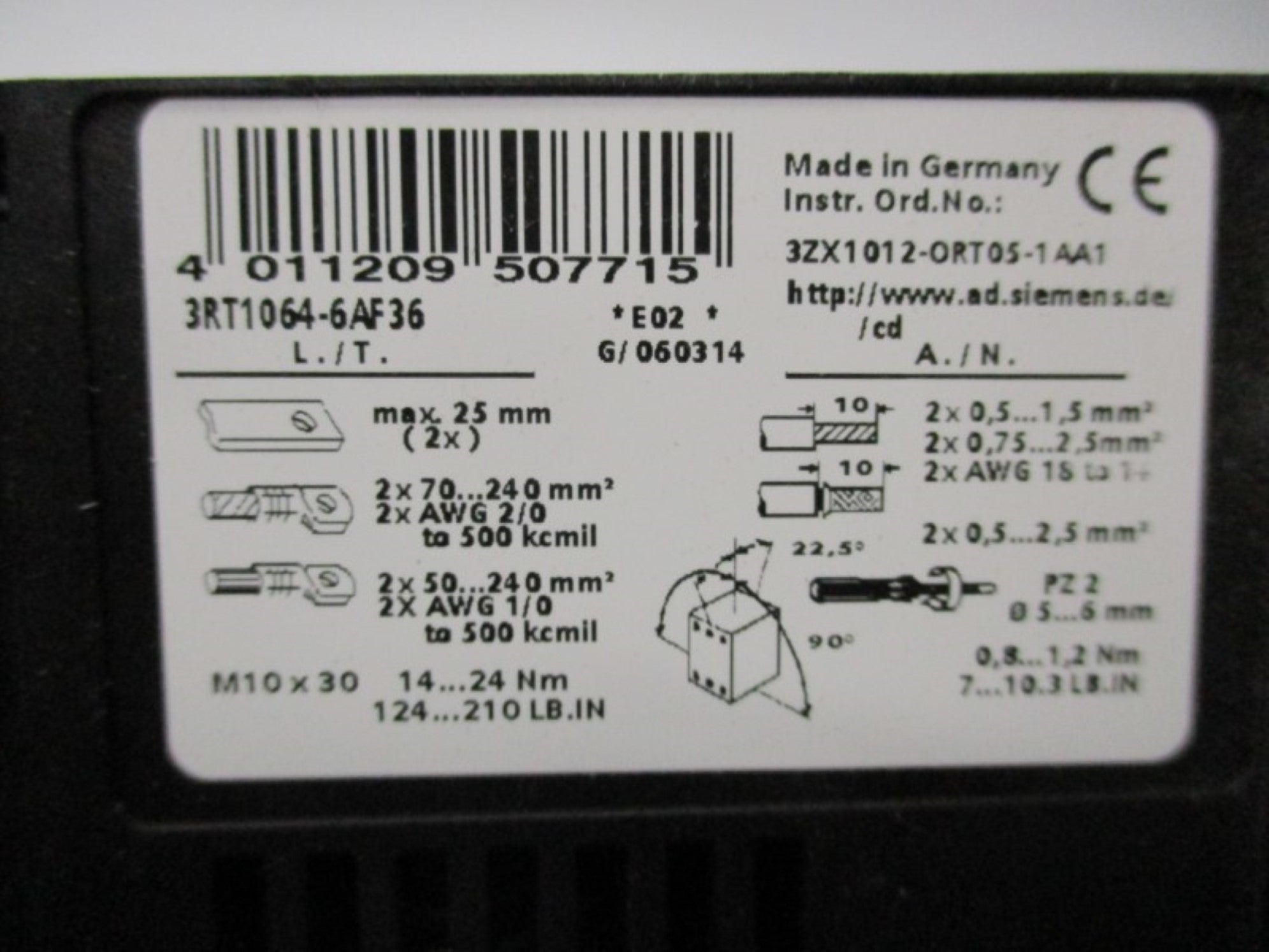 SIEMENS 3RT1064-6AF36 400V NSMP
