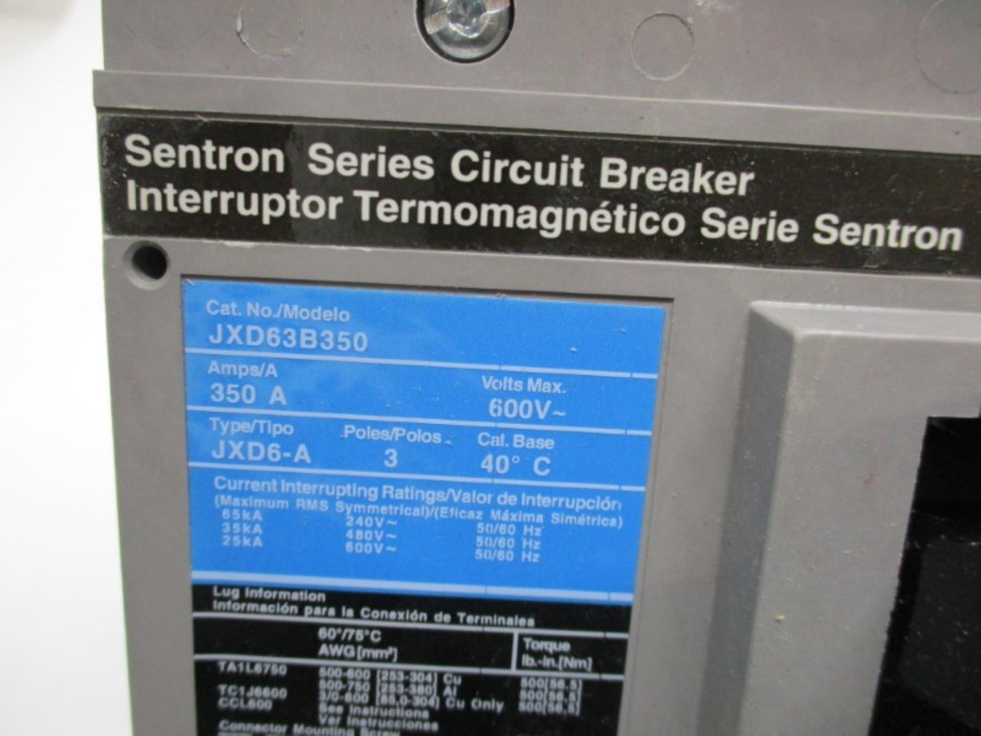 SIEMENS JXD63B350 350A 600V NSMP
