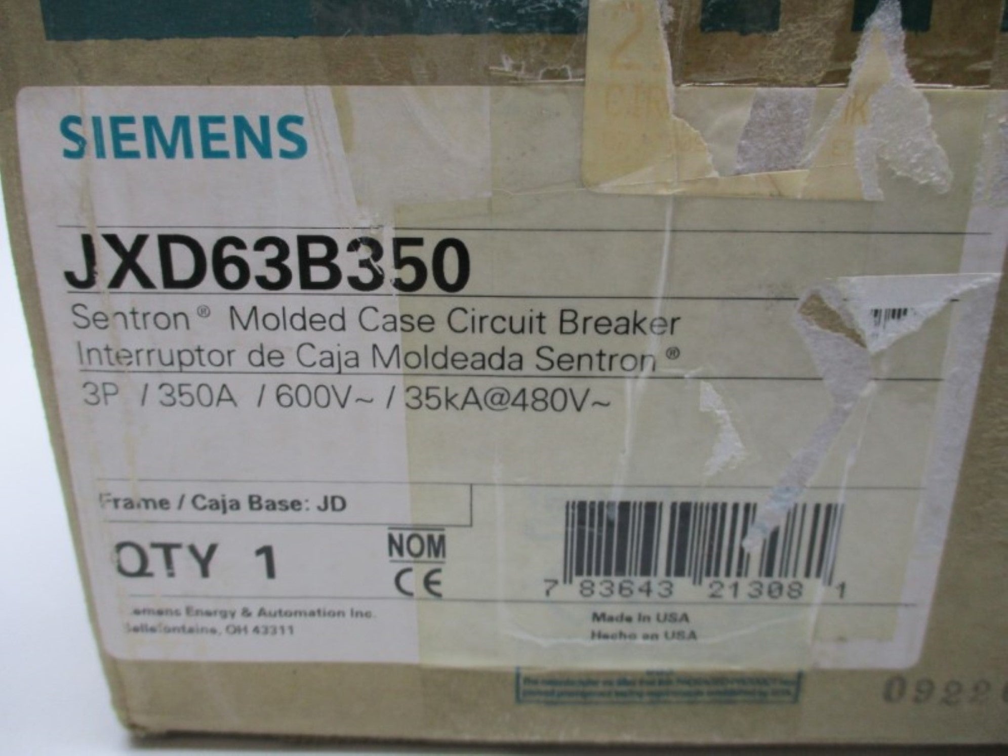 SIEMENS JXD63B350 350A 600V NSMP