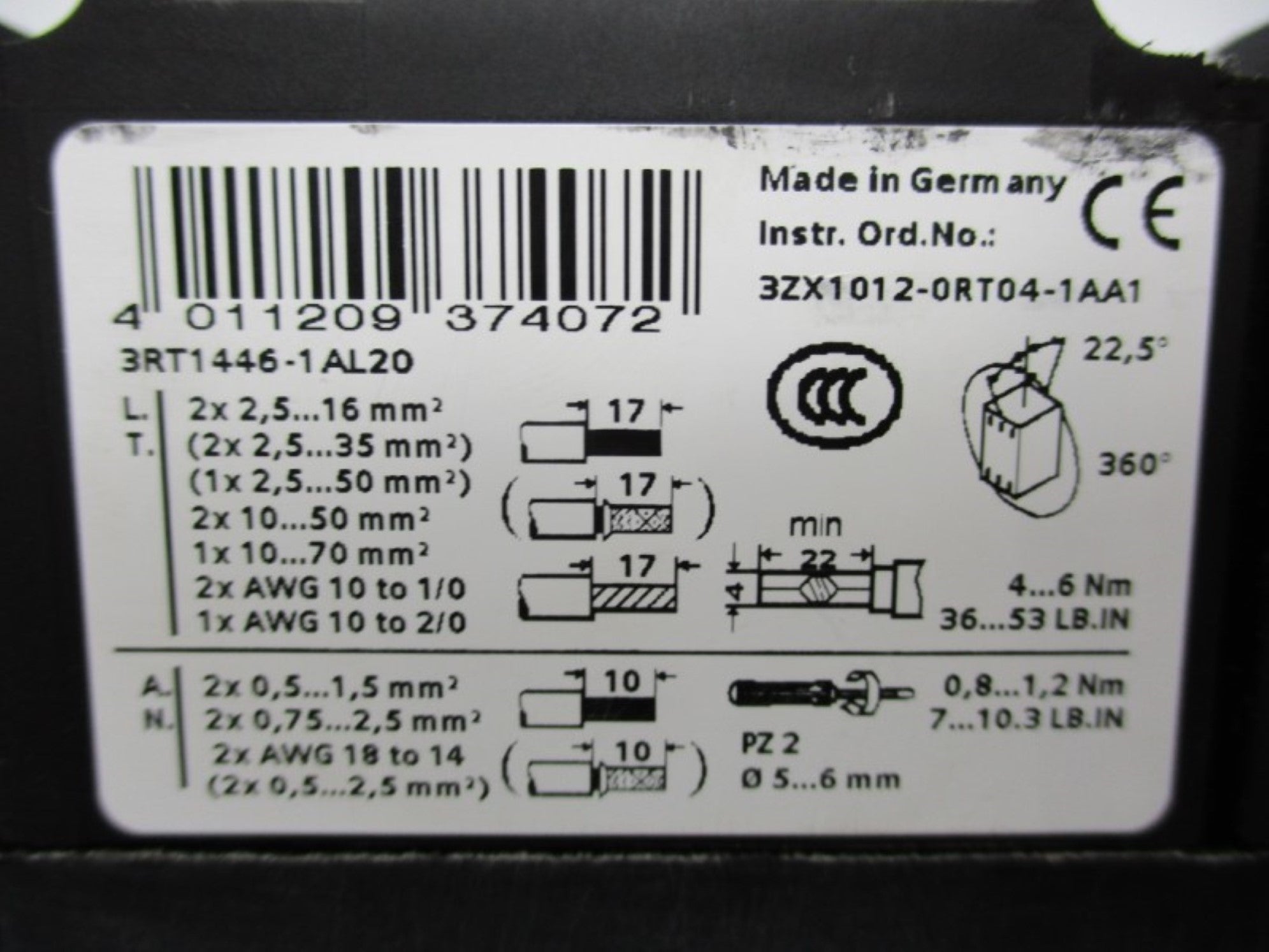 SIEMENS 3RT1446-1AL20 690V 140A NSNP