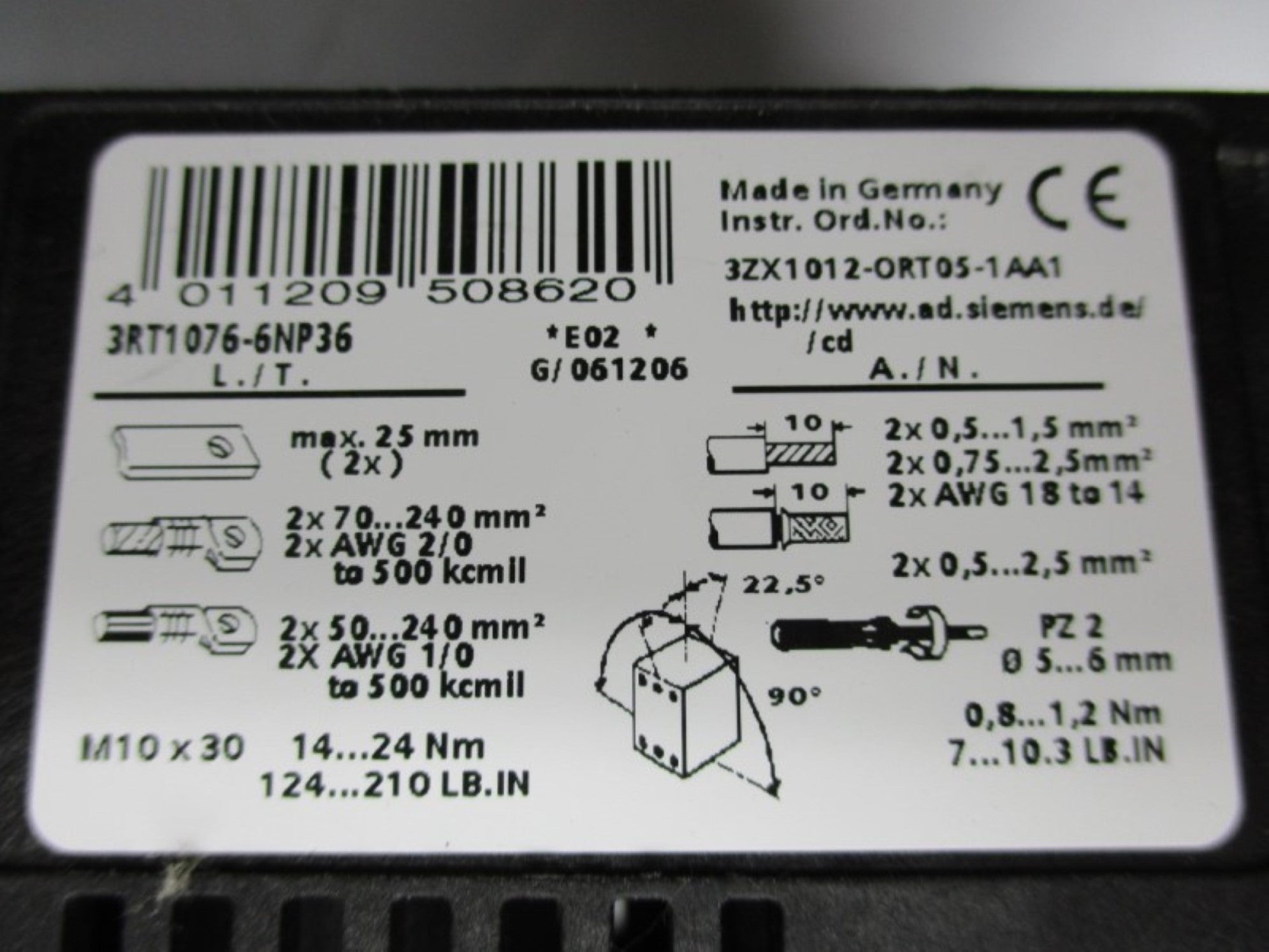 SIEMENS  3RT1076-6NP36 220/230V 6A NSNP
