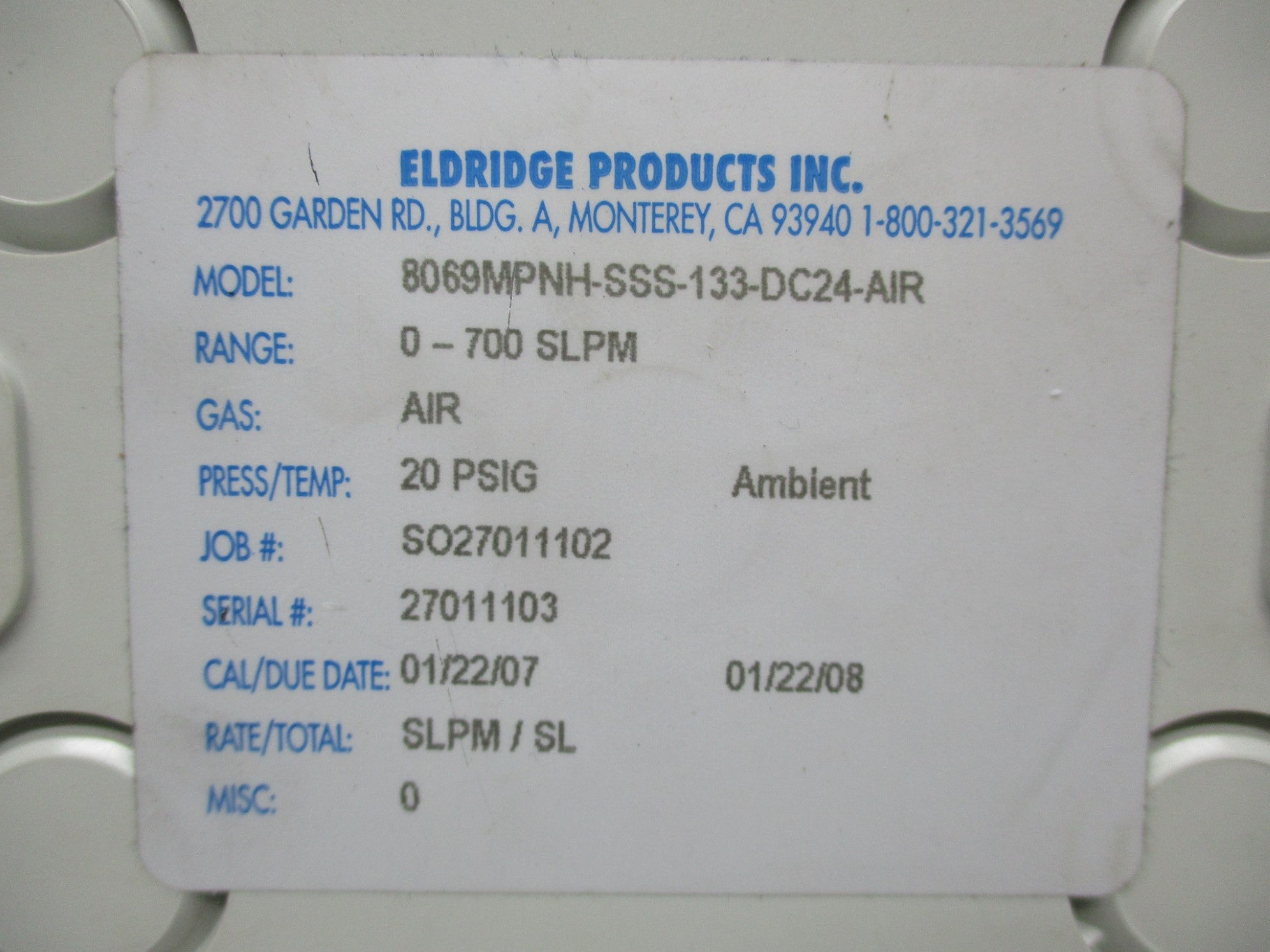 ELDRIDGE PRODUCTS 8069MPNH-SSS-133-DC24-AIR UNMP
