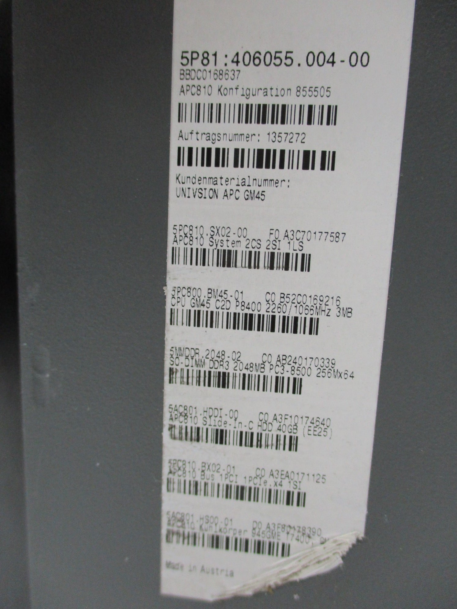 B&R 5PC810.SX02-00 REV. F0 UNMP