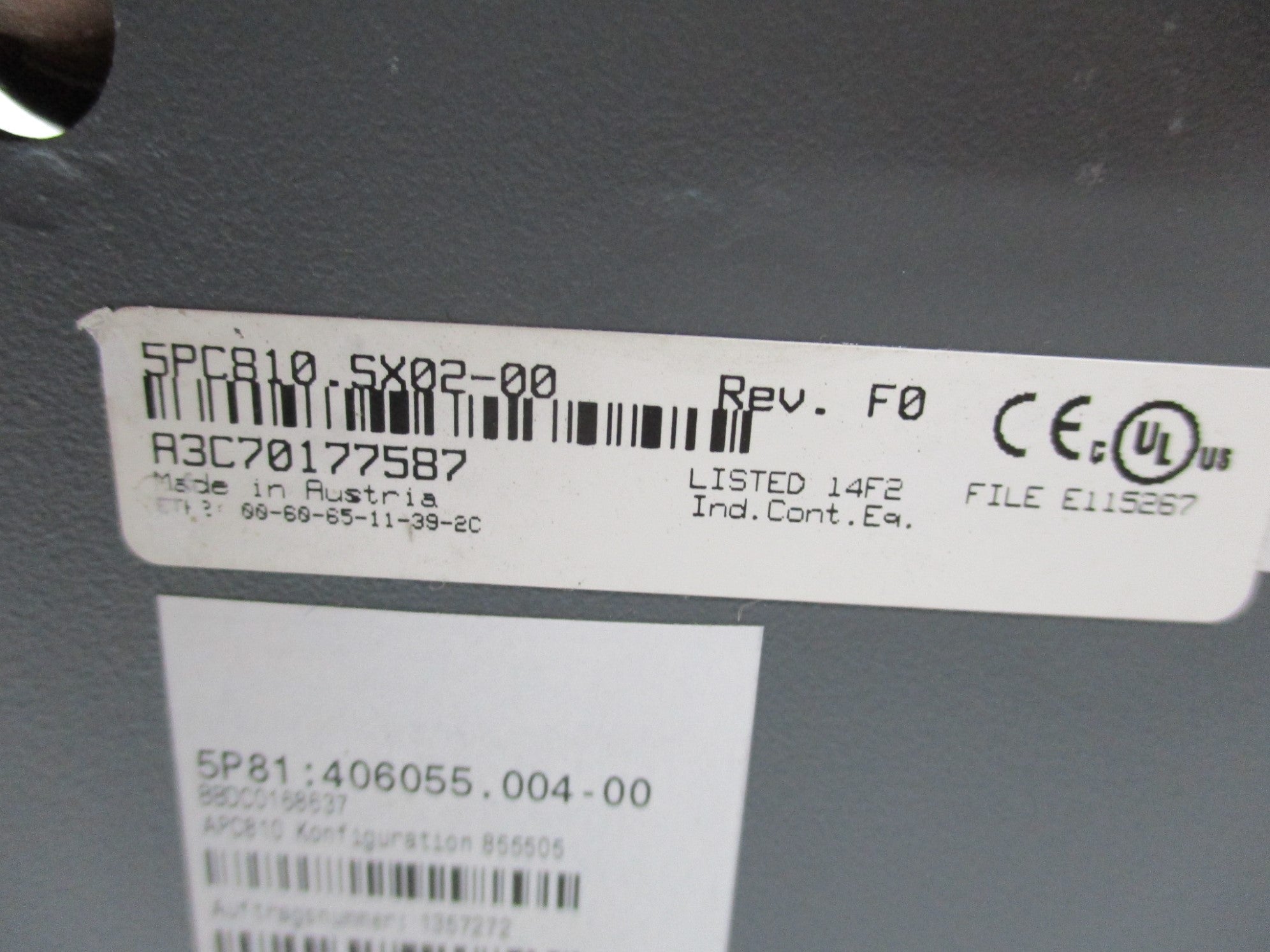 B&R 5PC810.SX02-00 REV. F0 UNMP