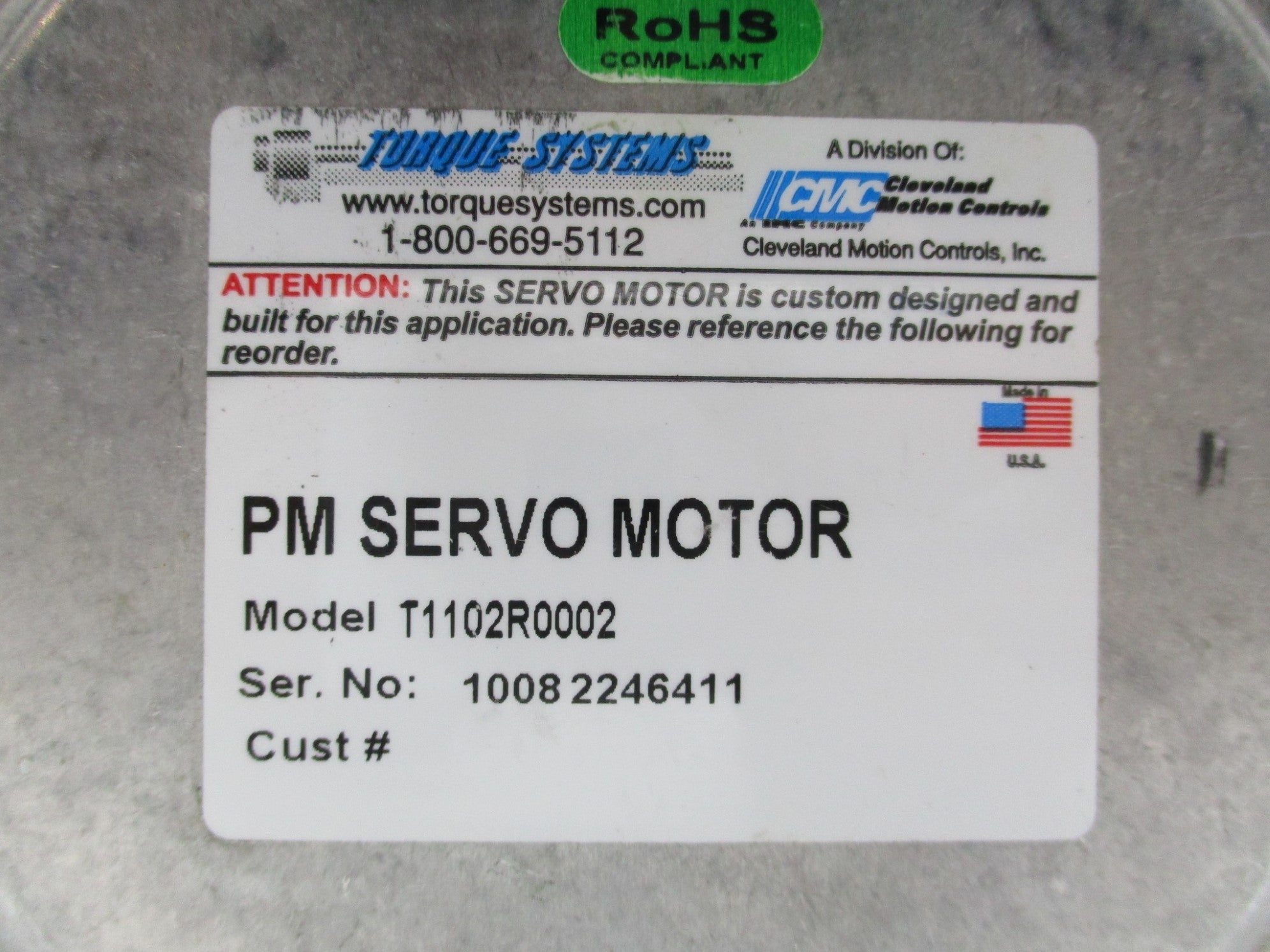 TORQUE SYSTEMS T1102R0002 (AS PICTURED) UNMP