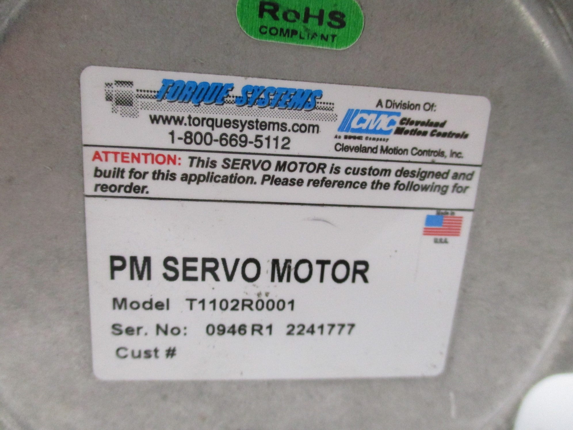 TORQUE SYSTEMS T1102R0001 (AS PICTURED)UNMP