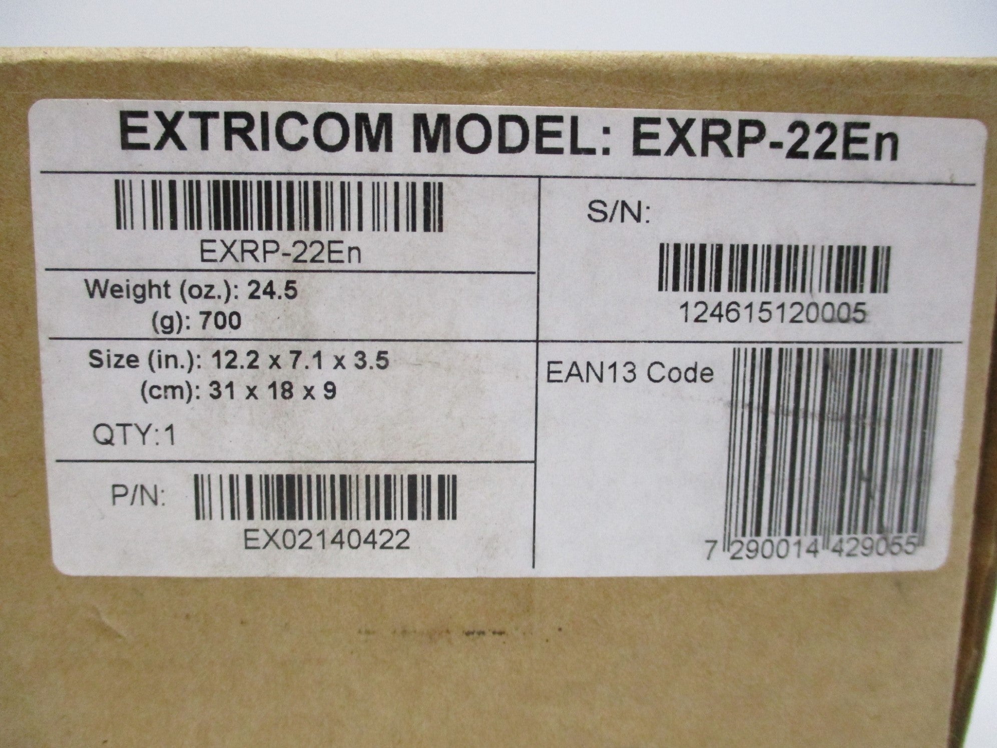 EXTRICOM EX02140422 MODEL EXRP-22EN NSMP