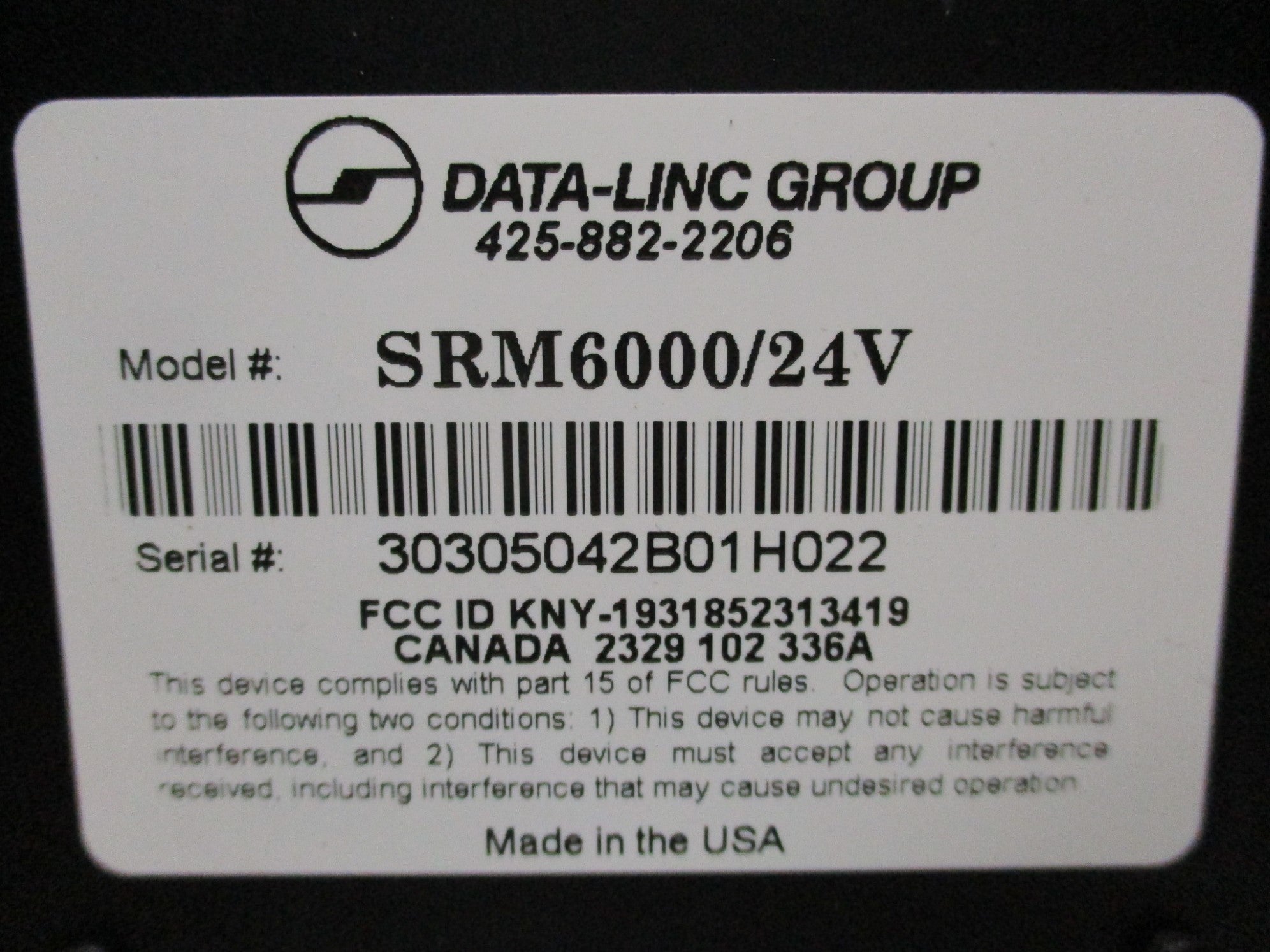 DATA-LINC SRM6000/24V (AS PICTURED) NSMP