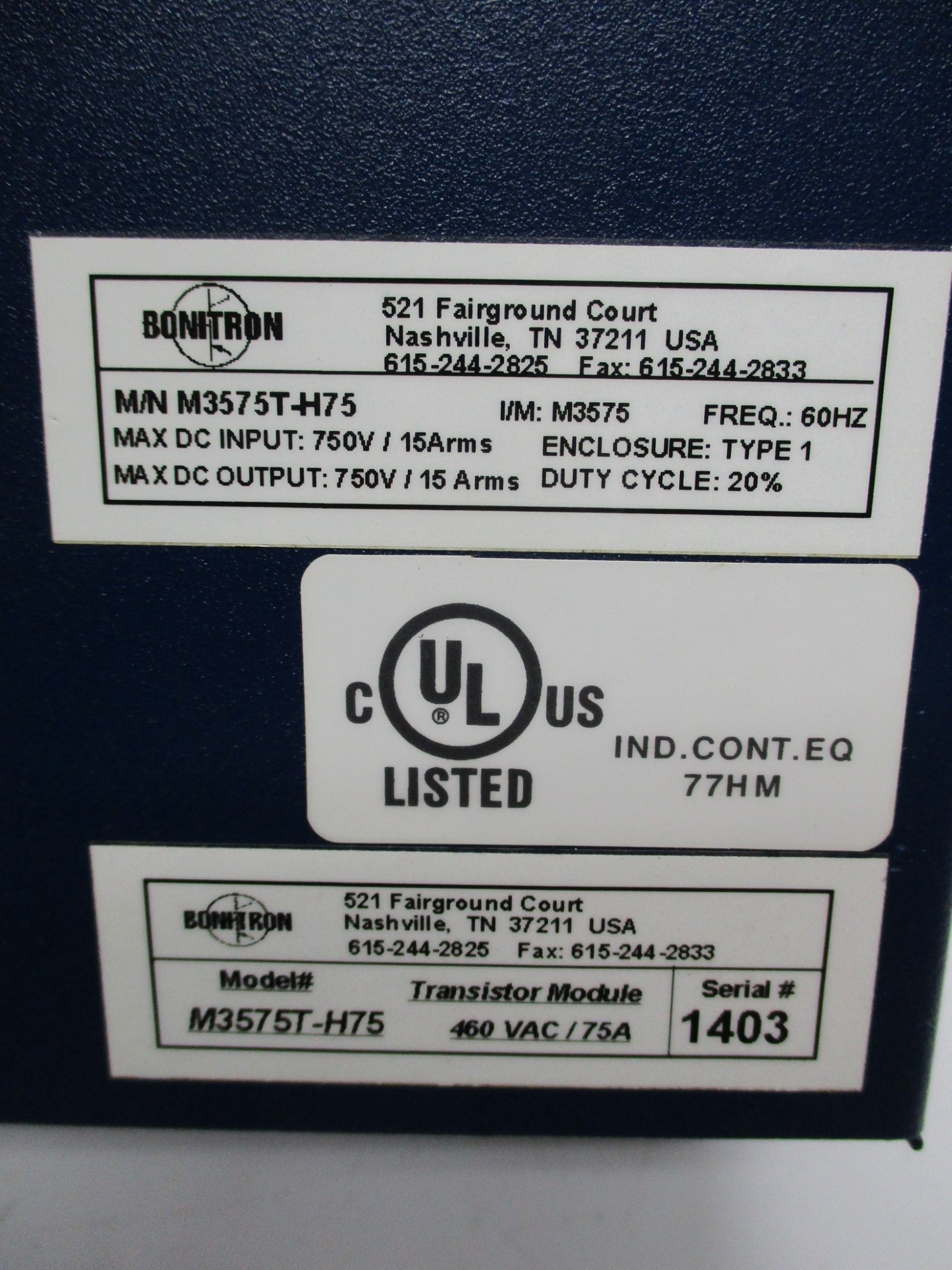 BONITRON M3575T-H75 UNMP