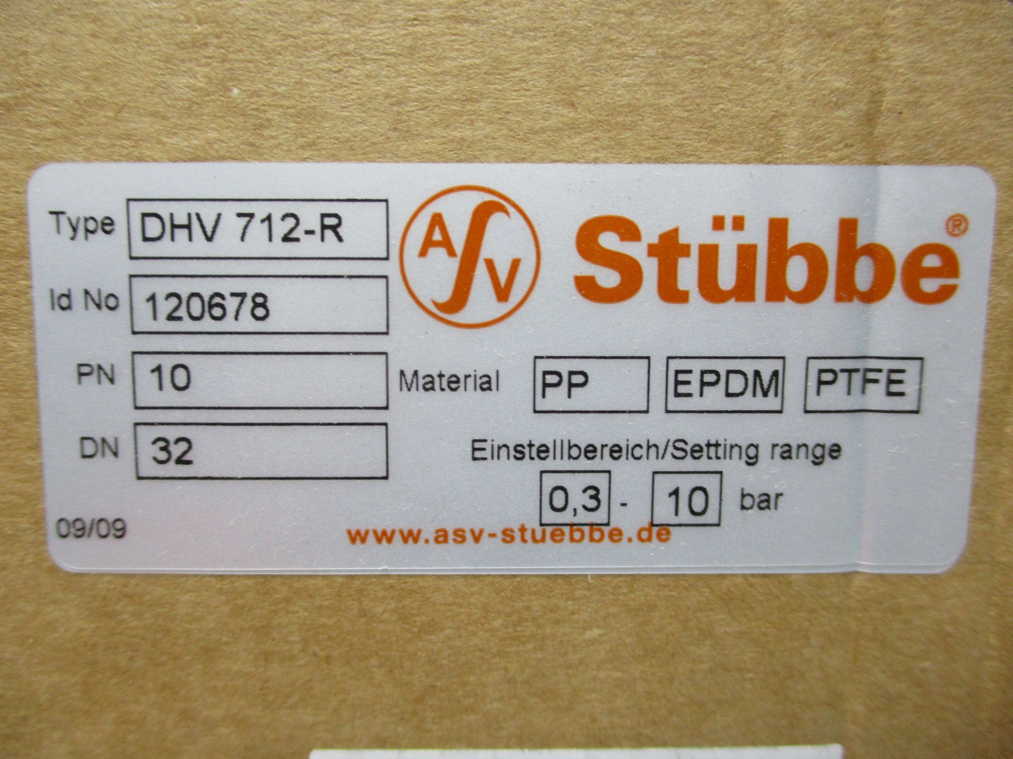 ASV-STUBBE DHV712-R PN10 DN32 NSMP