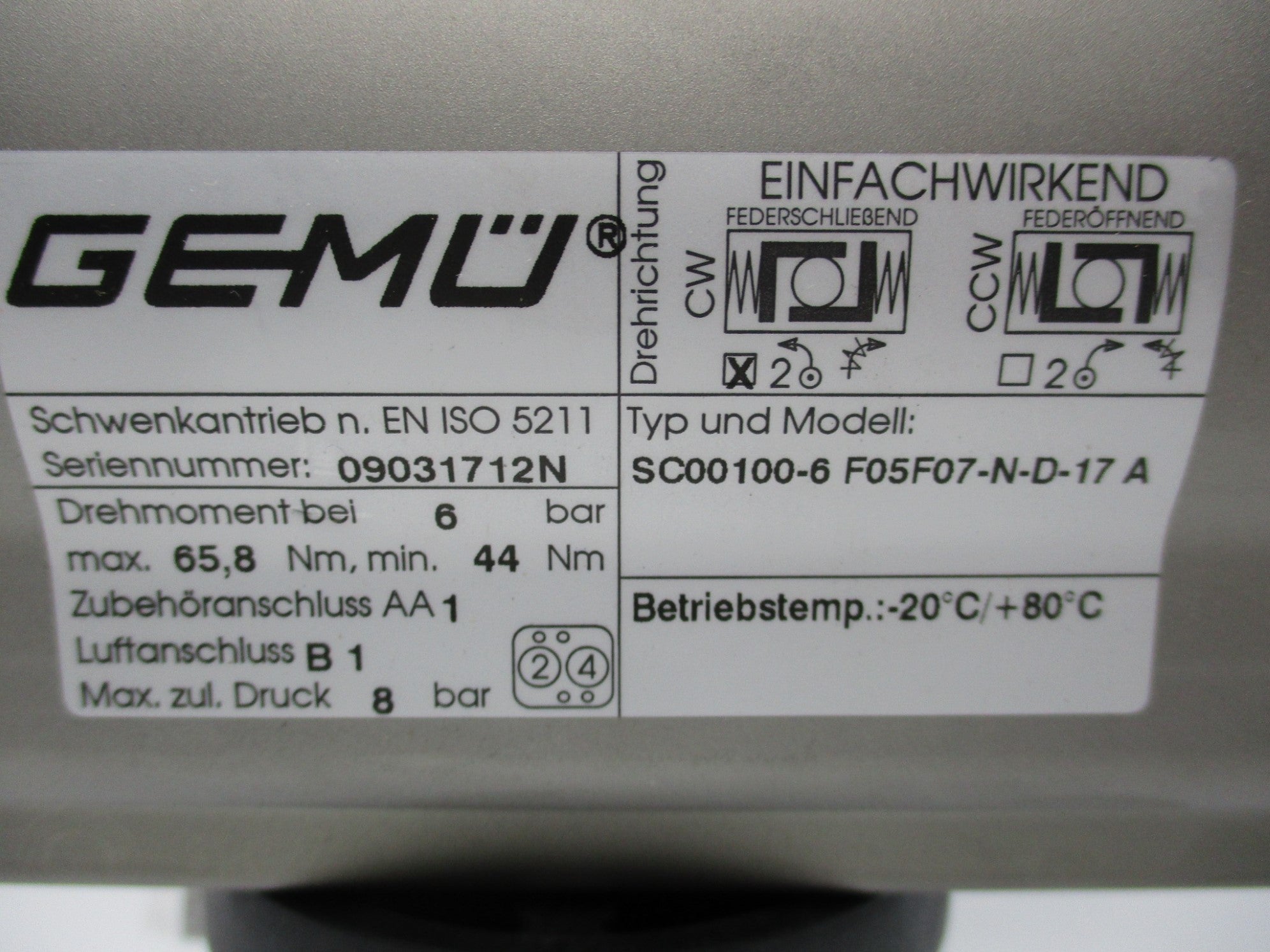 GEMU SC00100-6F05F07-N-D-17A NSNP