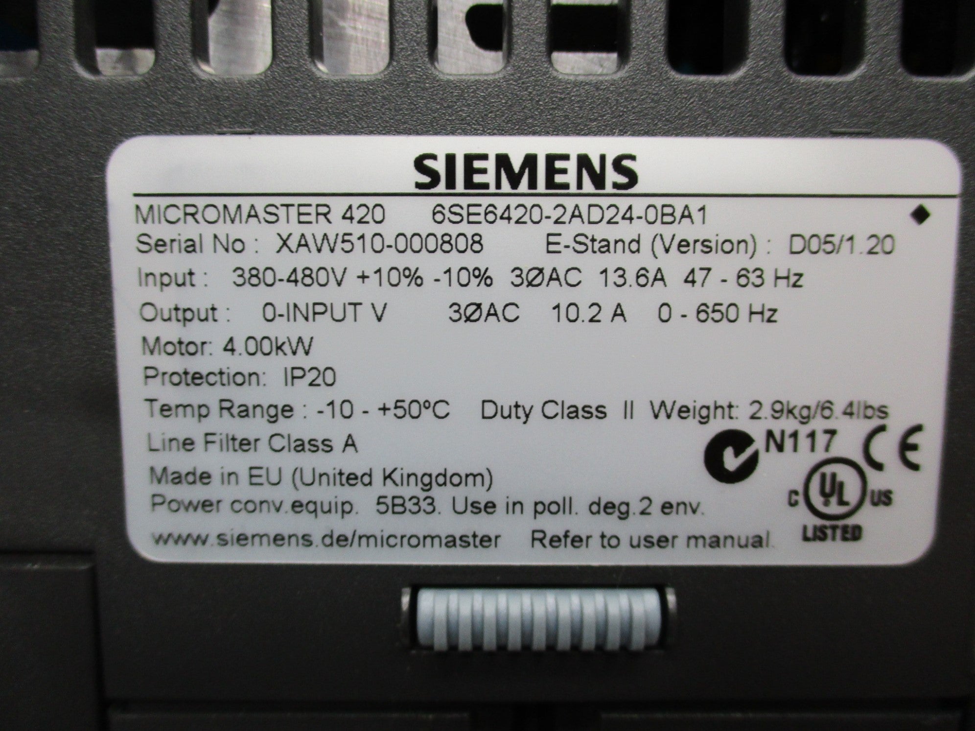 SIEMENS 6SE6420-2AD24-0BA1 NSMP