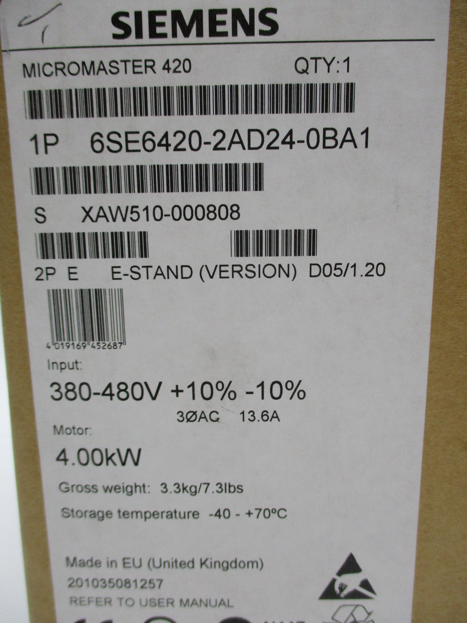 SIEMENS 6SE6420-2AD24-0BA1 NSMP