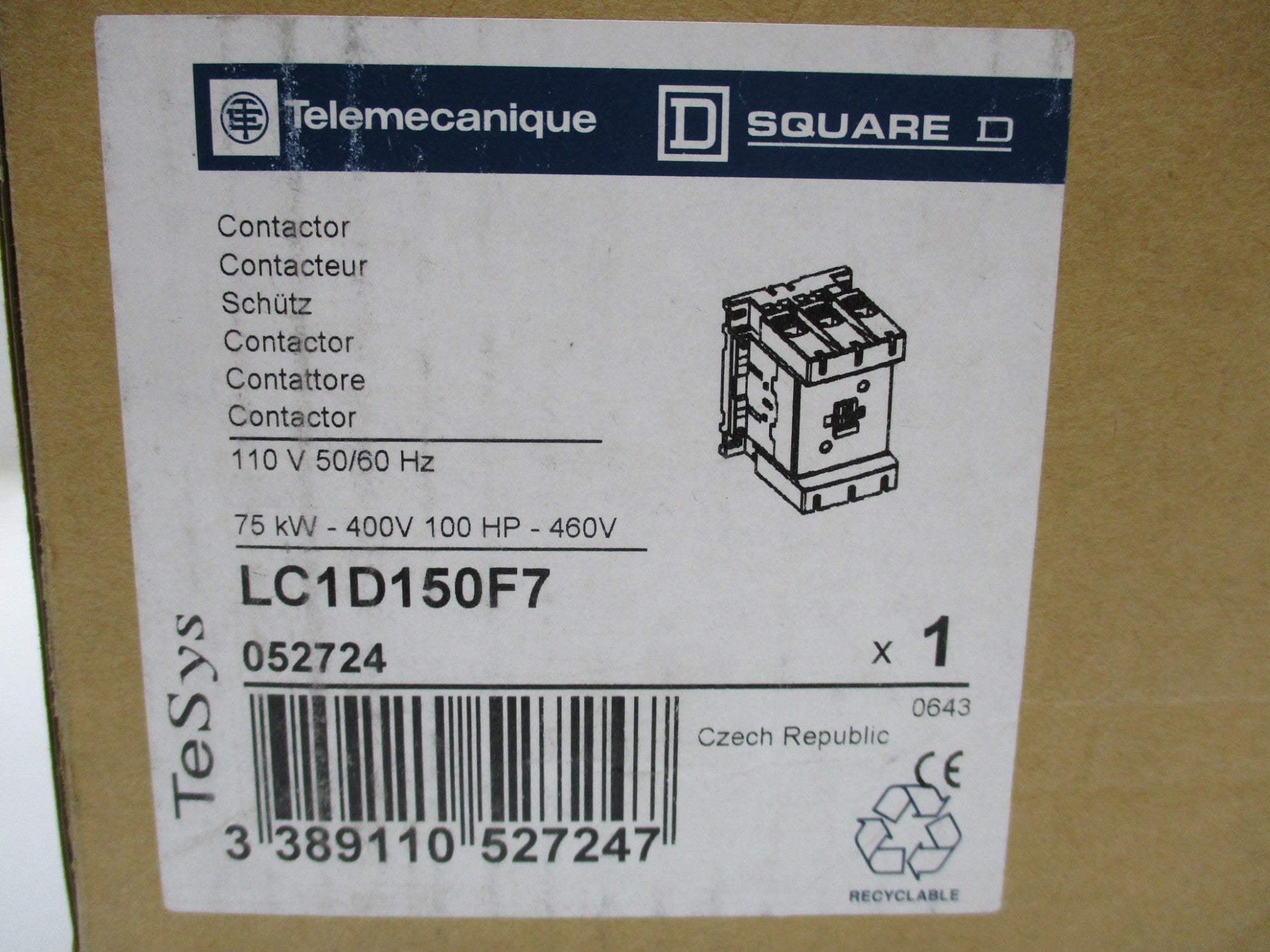 SQUARE D LC1D150F7 460V NSMP