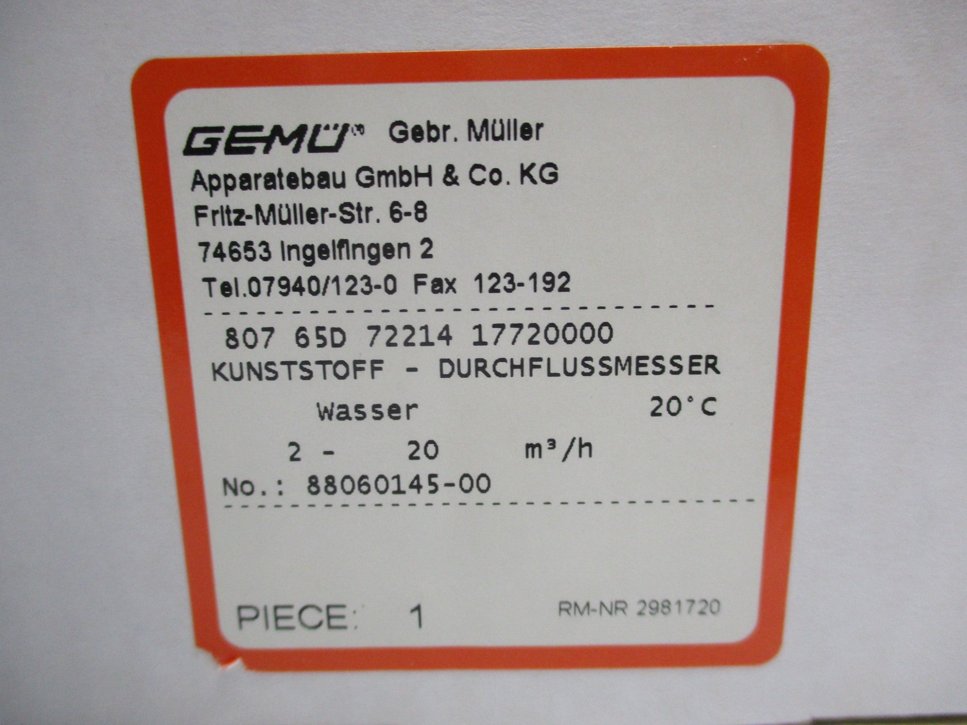 GEMU 807-65D-72214-17720000 NSMP