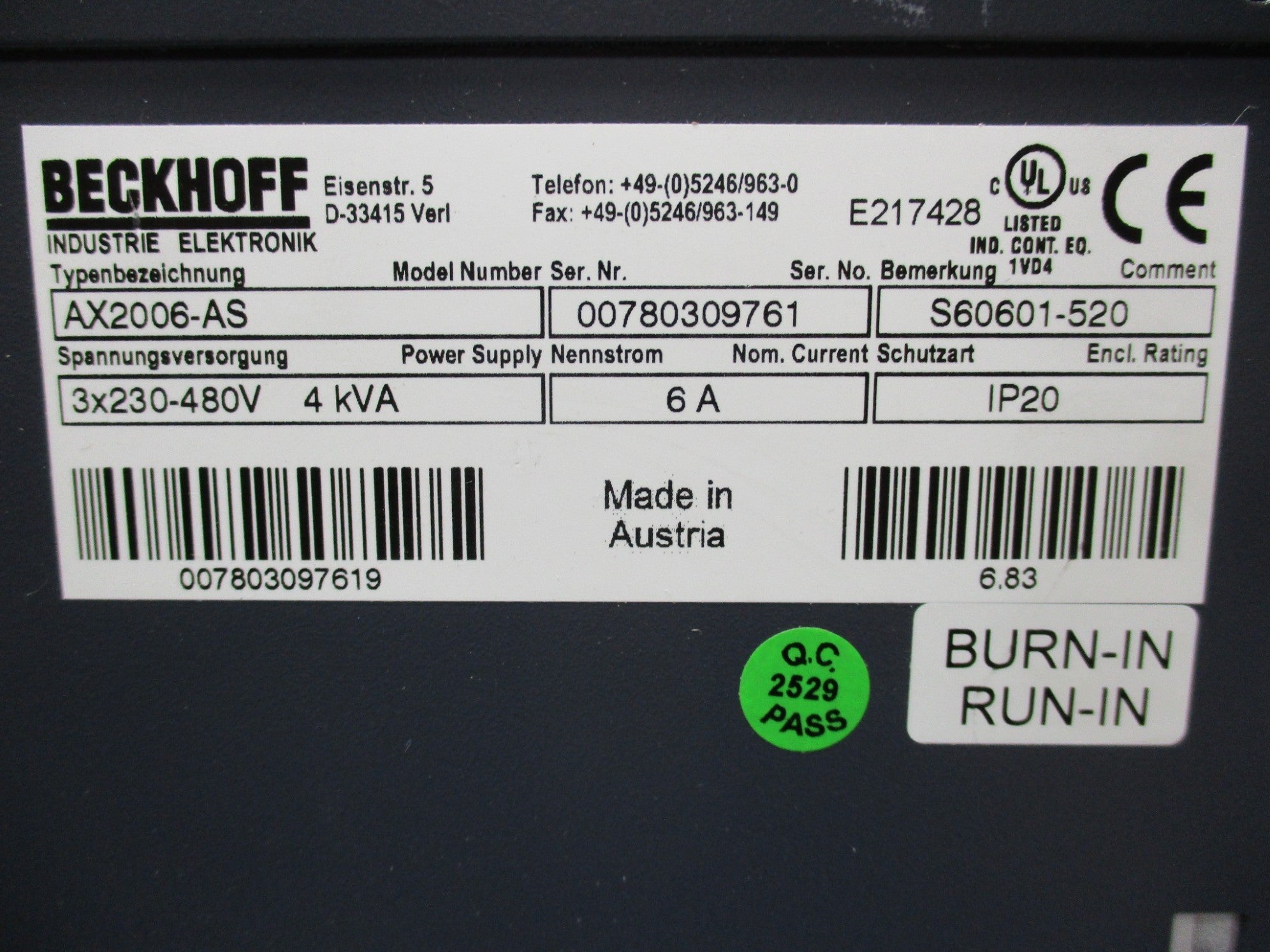 BECKOFF AX2006-AS UNMP