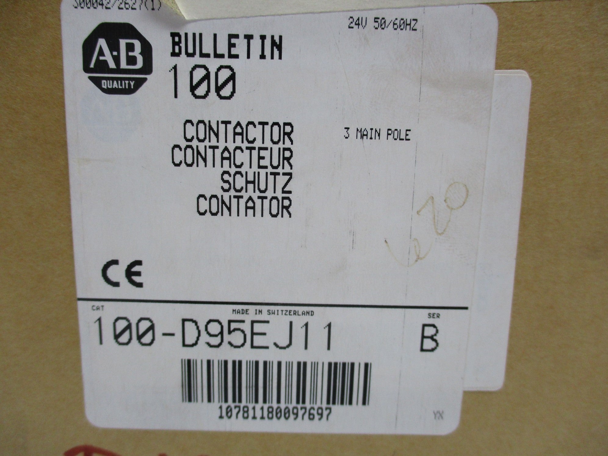 ALLEN BRADLEY 100-D95EJ11 SER. B 24V NSMP