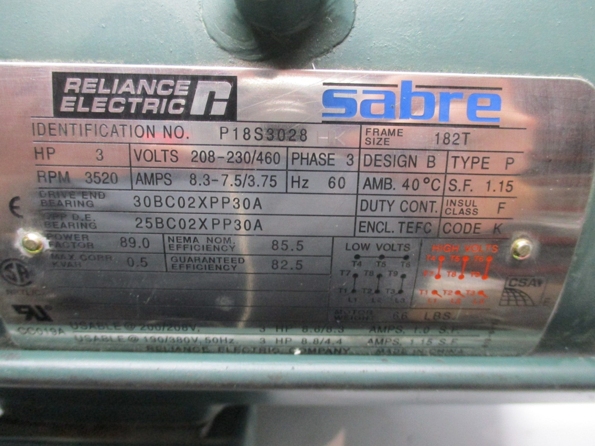 RELIANCE ELECTRIC P18S3028-HK UNMP