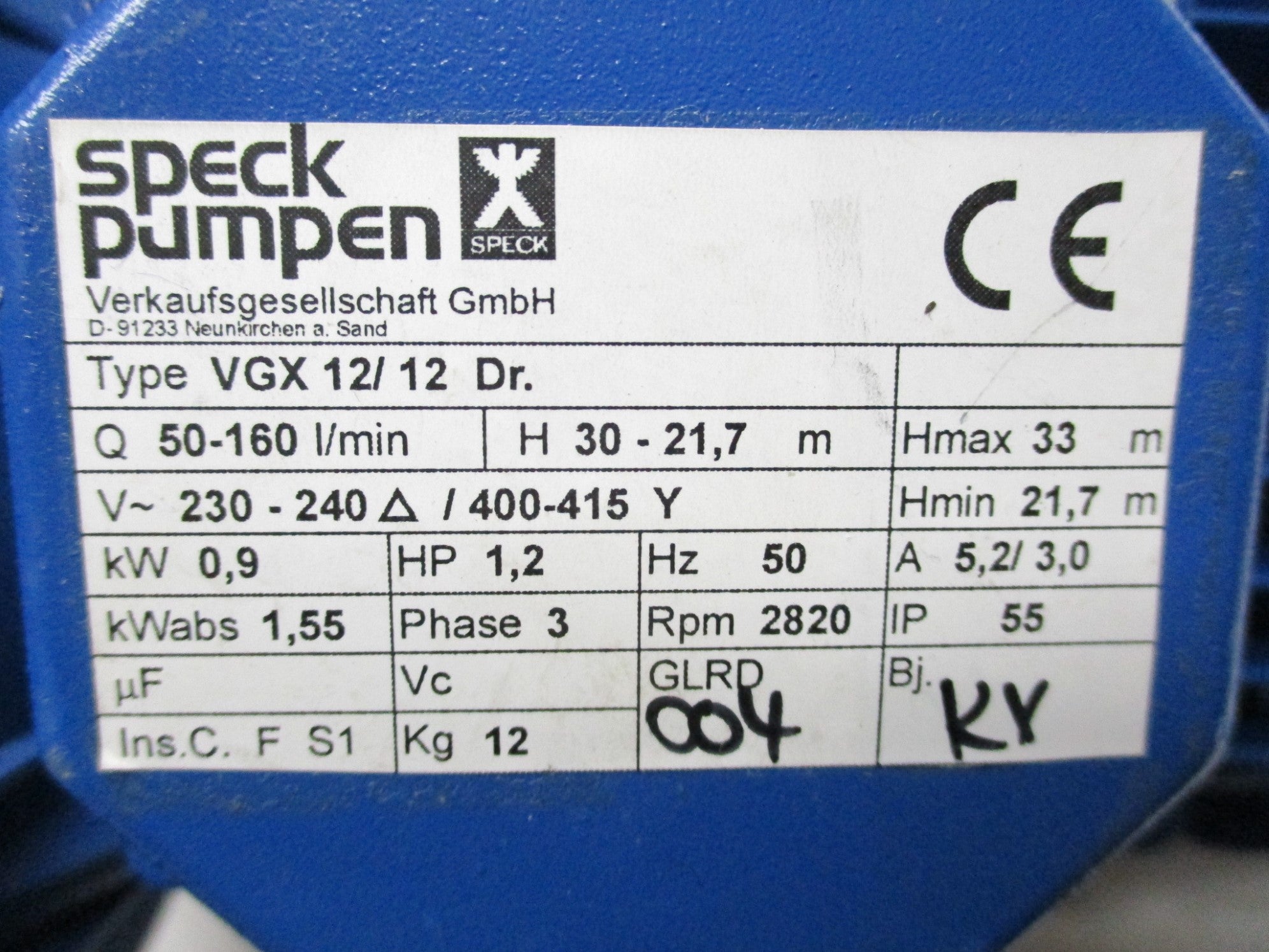 SPECK PUMPEN VGX12/12DR NSNP