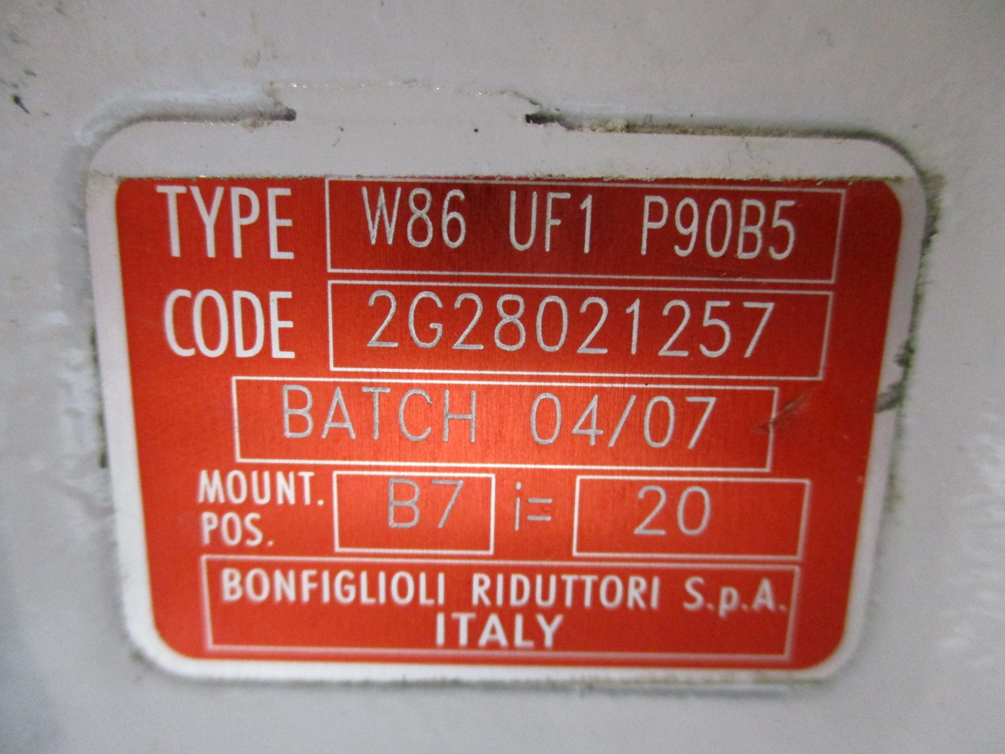 BONFIGLIOLI W86-UF1-P90B5 UNMP