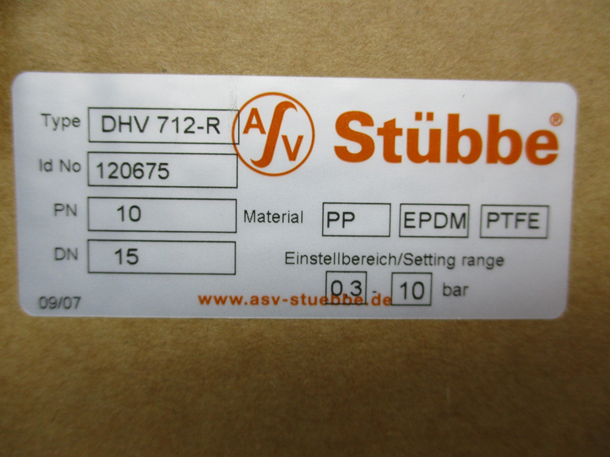 ASV-STUBBE DHV712-R PN10 DN15 NSNP
