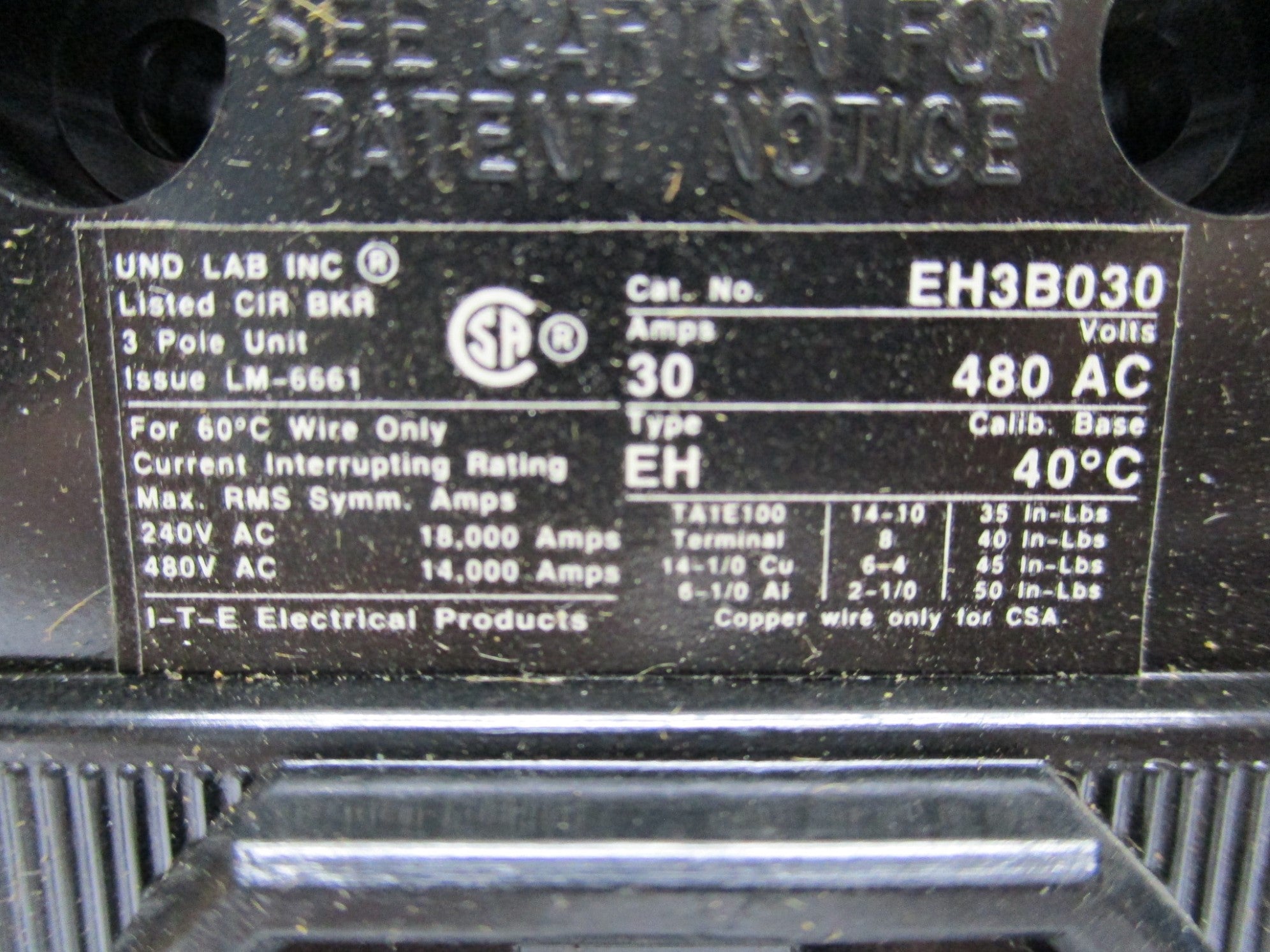SIEMENS EH3B030 30A 480V NSMP