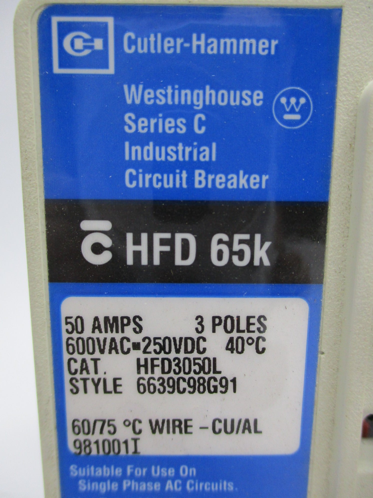 CUTLER HAMMER HFD3050L 600VAC 50A NSNP
