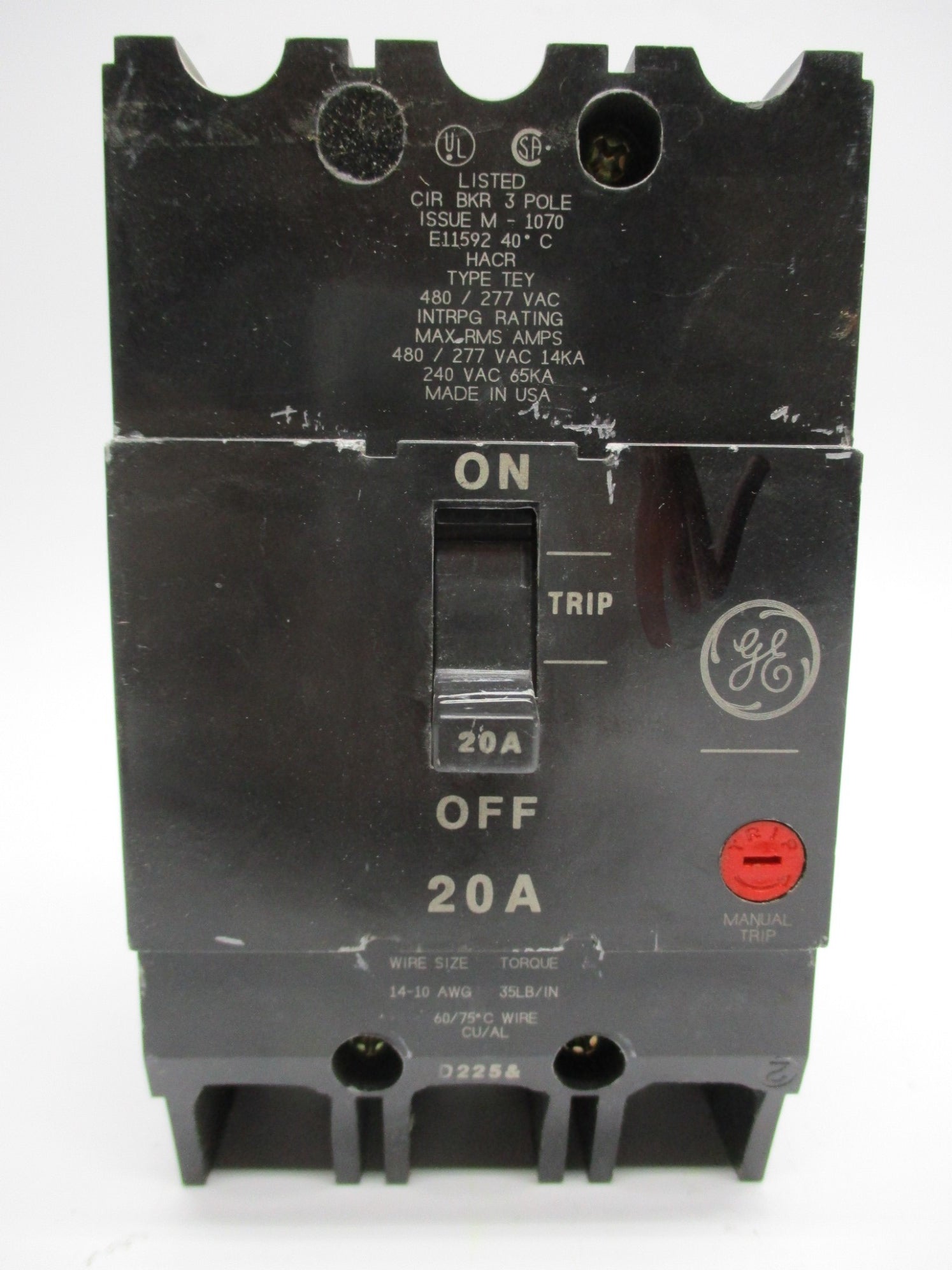 GENERAL ELECTRIC TEY320 20A 480/277V UNMP