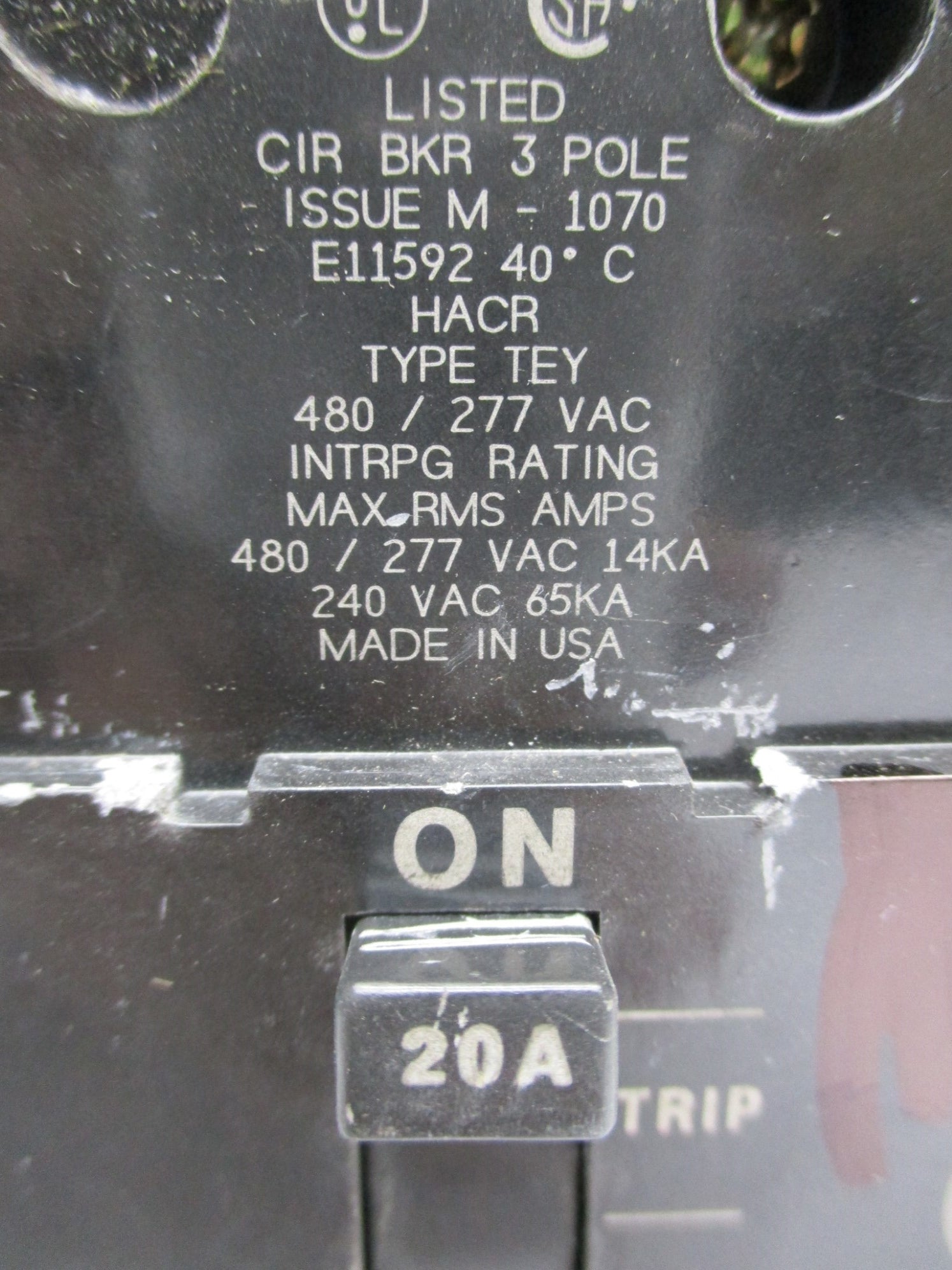 GENERAL ELECTRIC TEY320 20A 480/277V UNMP