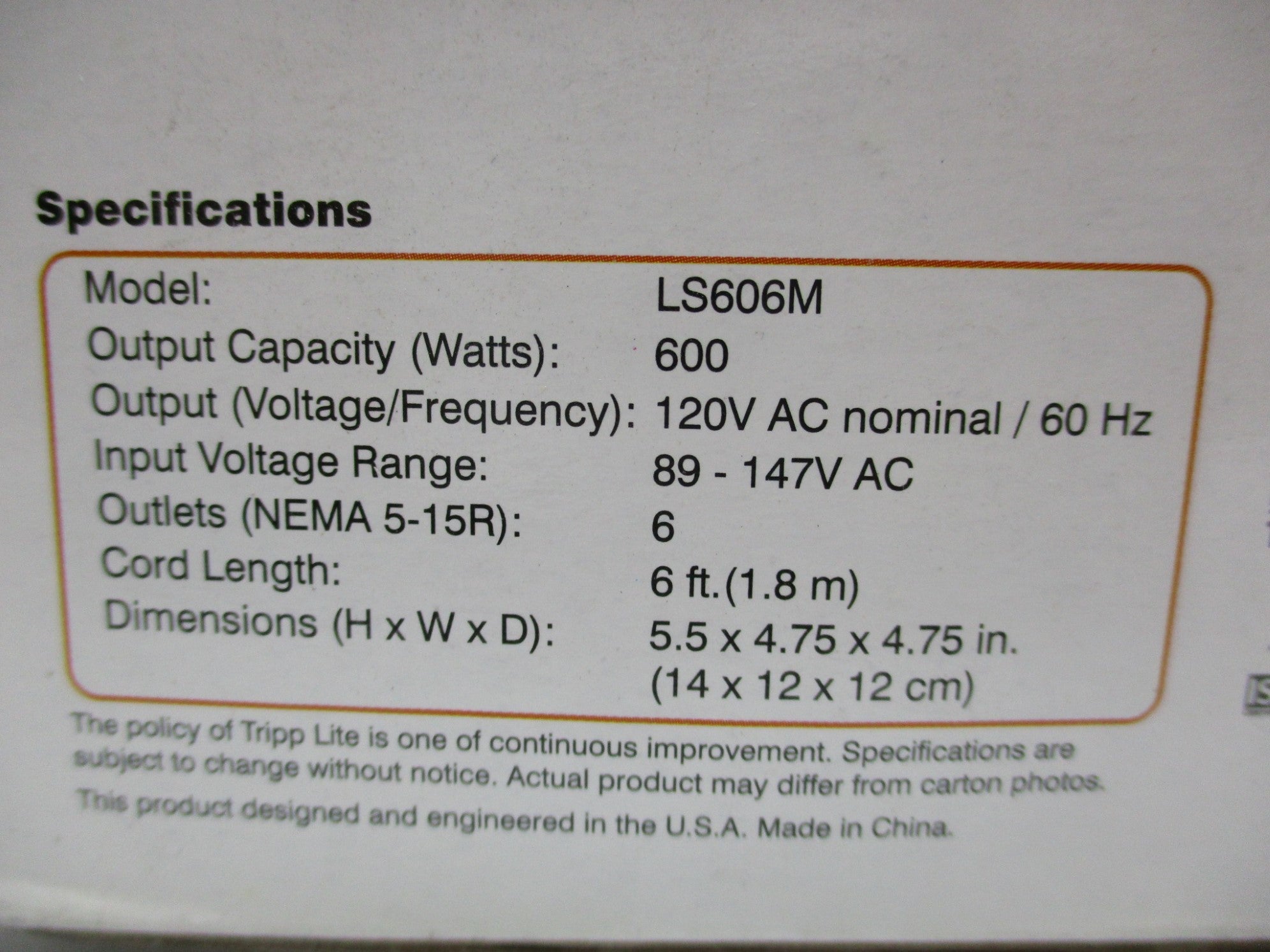 TRIPP-LITE LS606M NSMP