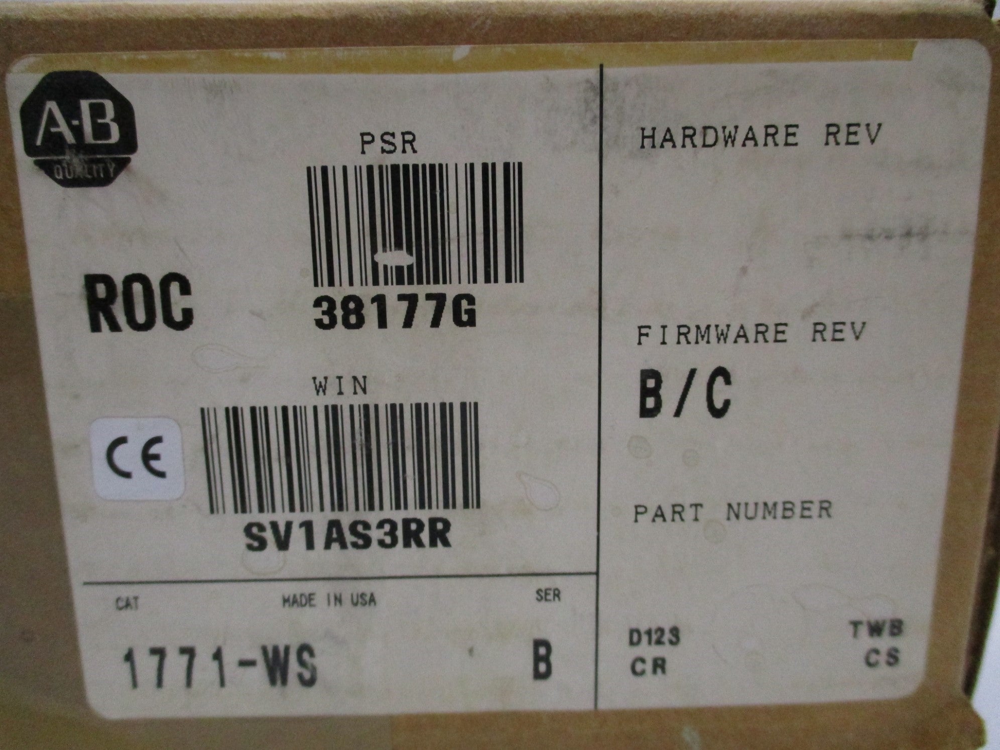 ALLEN BRADLEY 1771-WS SER. B F/W B/C NSMP