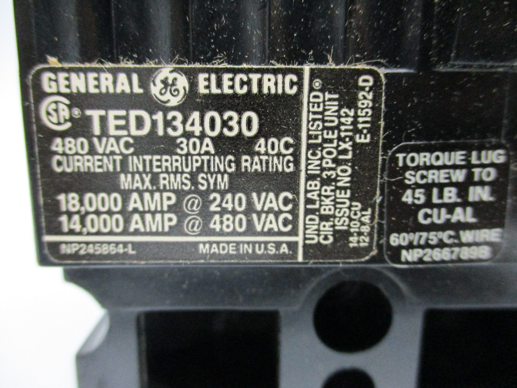 GENERAL ELECTRIC TED134030 UNMP
