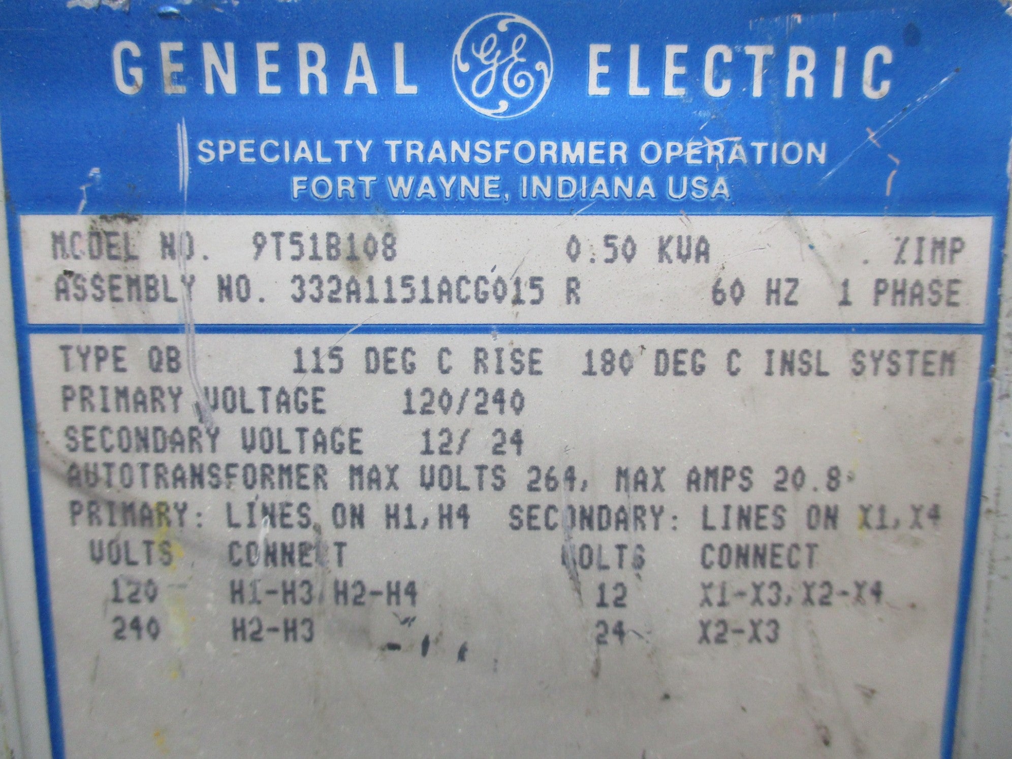 GENERAL ELECTRIC 9T51B108 (AS PICTURED) UNMP