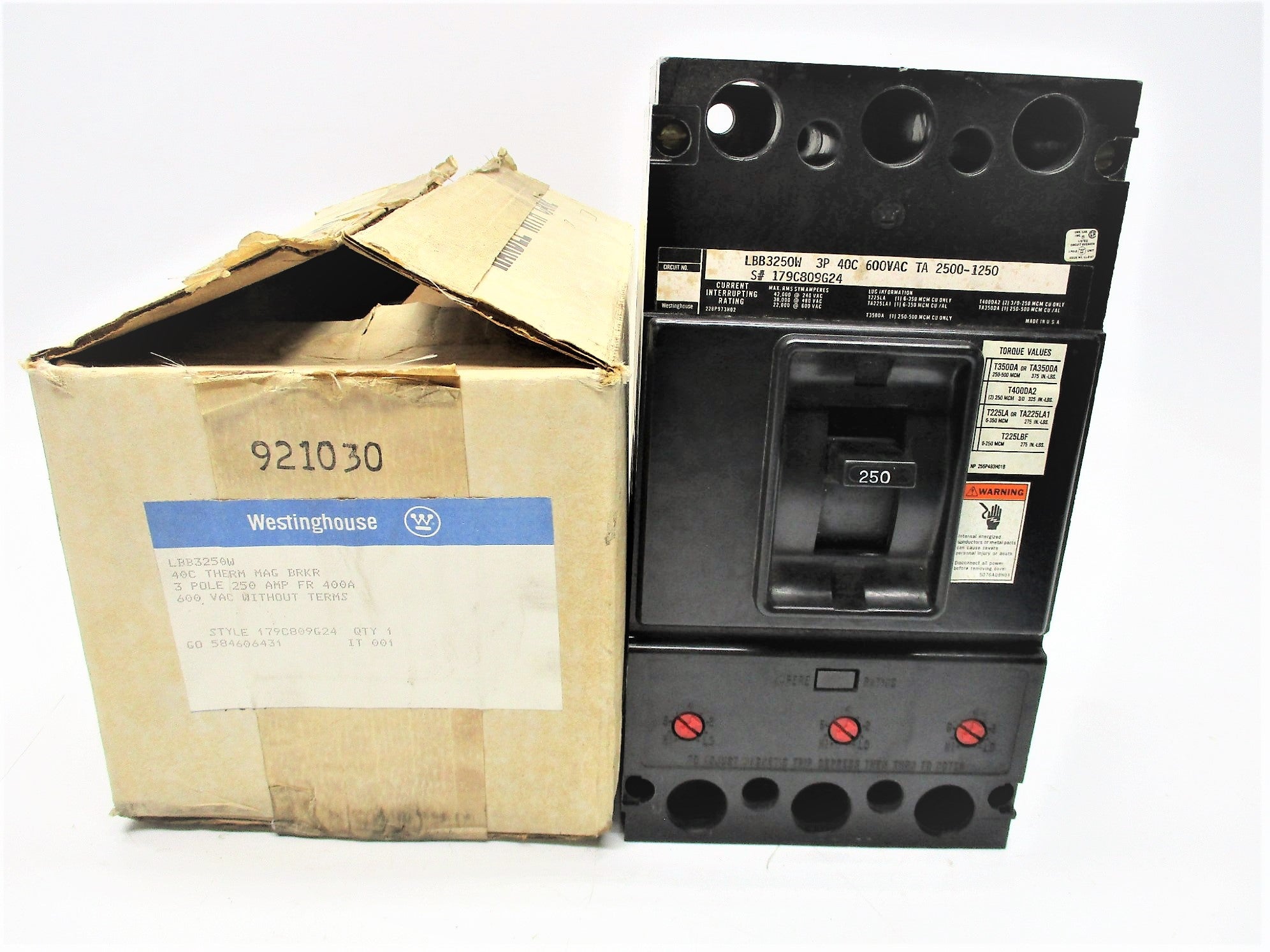 WESTINGHOUSE LBB3250W 250A 600V NSMP