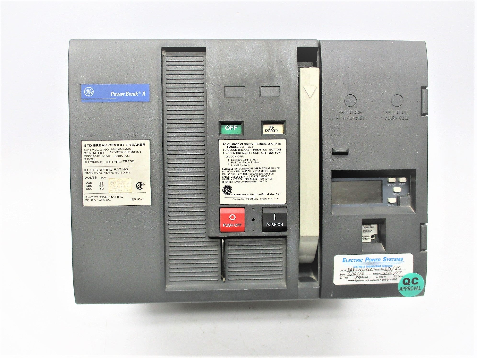 GENERAL ELECTRIC SSF20B220 2000A 600V UNMP
