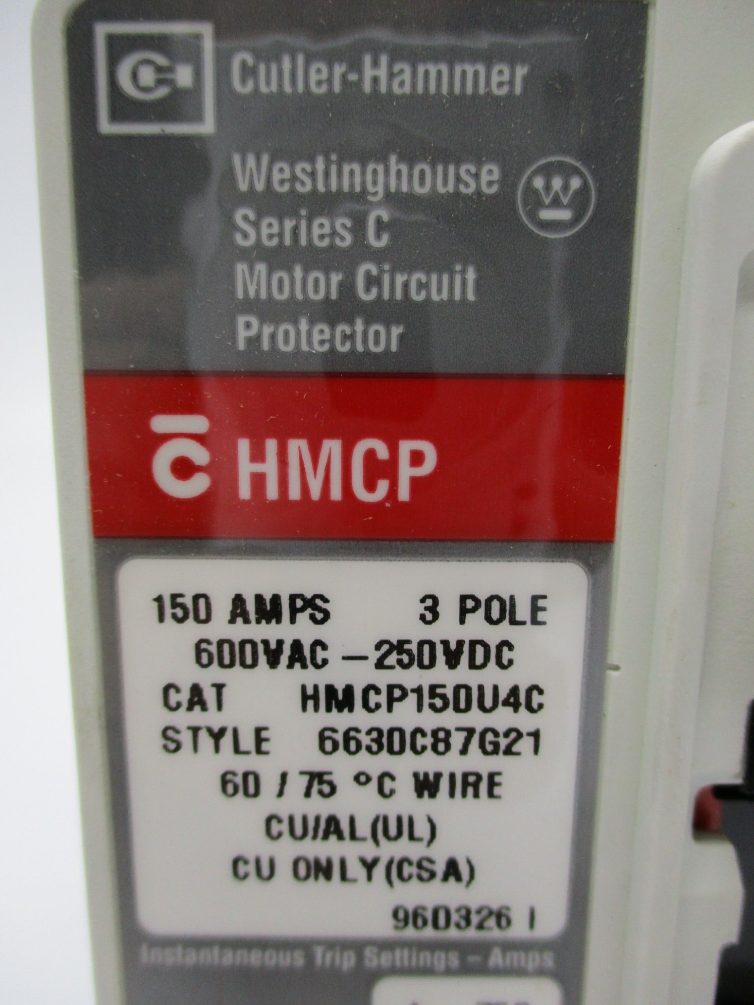 CUTLER HAMMER HMCP150U4C 600V 150A NSNP