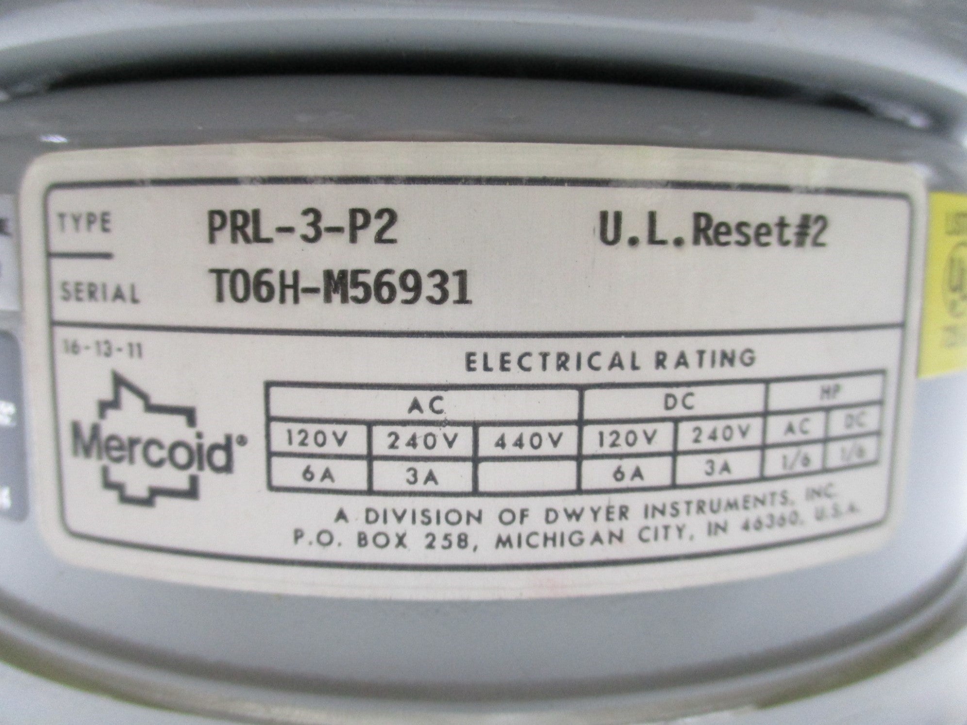 MERCOID CONTROL PRL-3-P2 NSMP