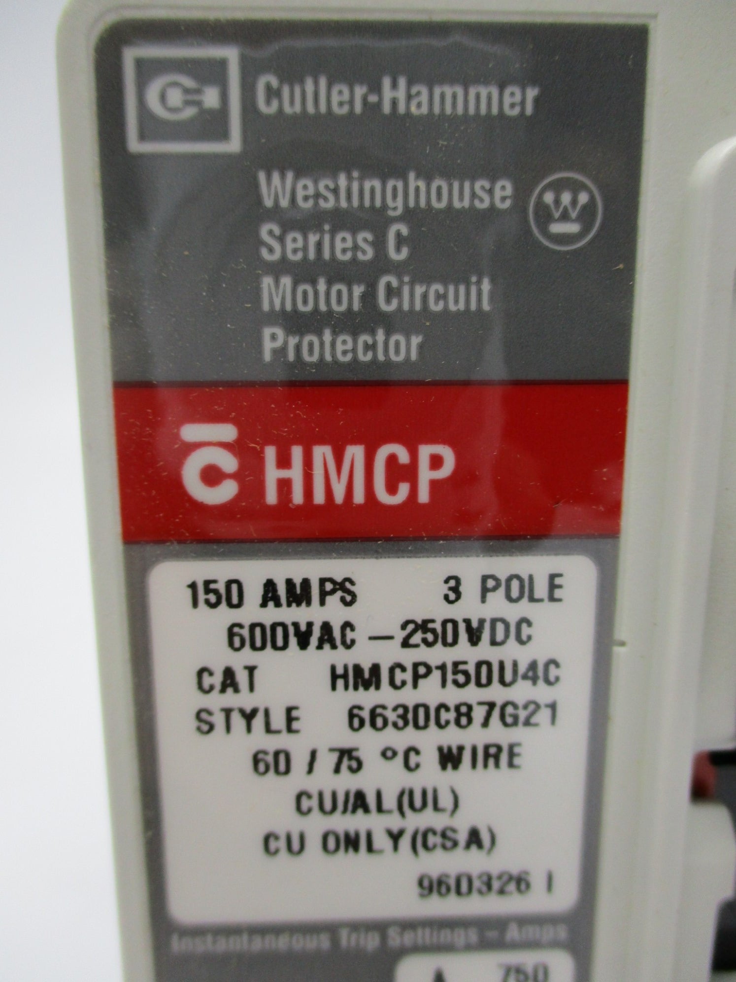 CUTLER HAMMER HMCP150U4C SER. C 600VAC 150A NSNP