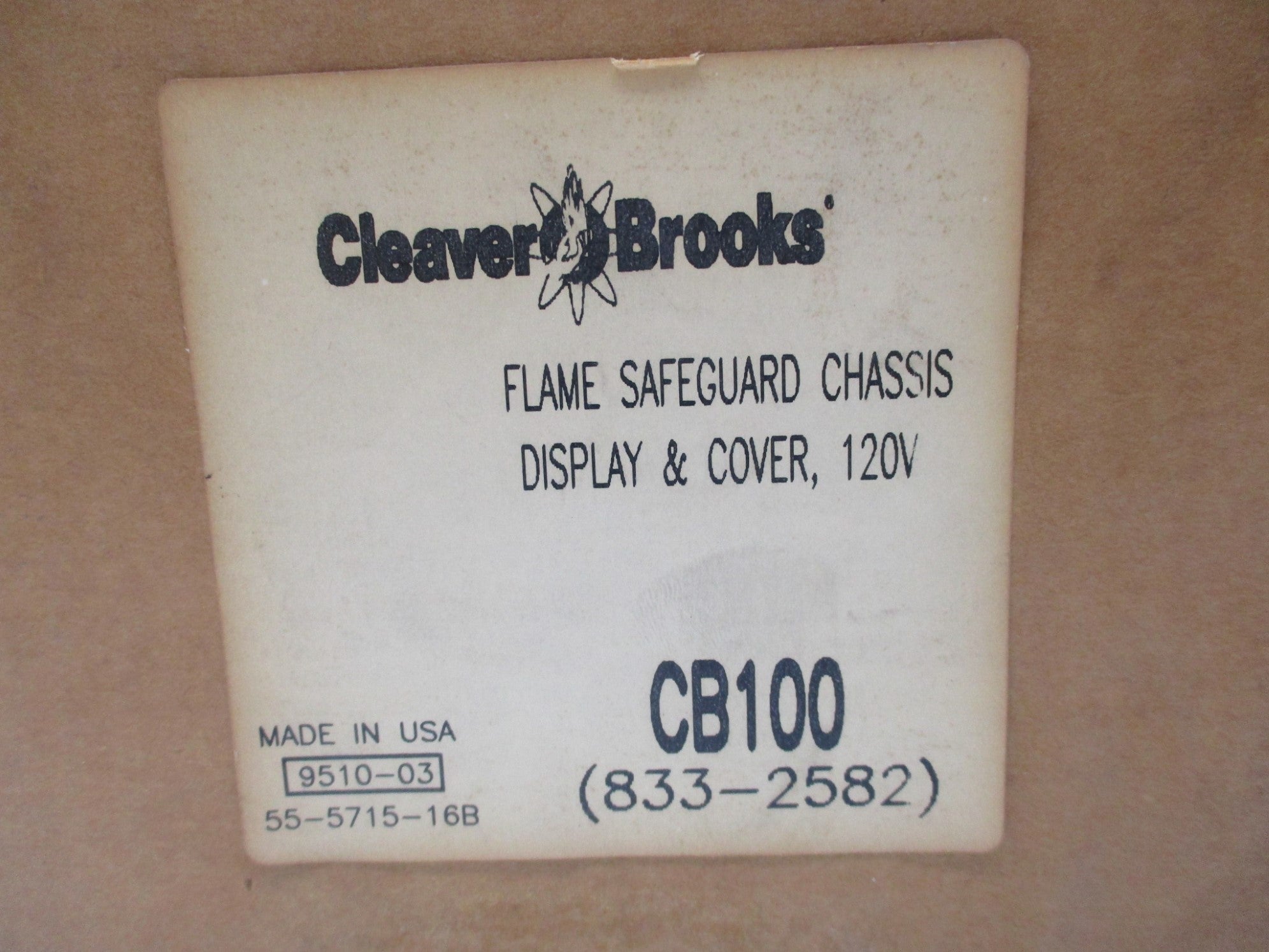 CLEAVER BROOKS 833-2582 CB100 NSFS