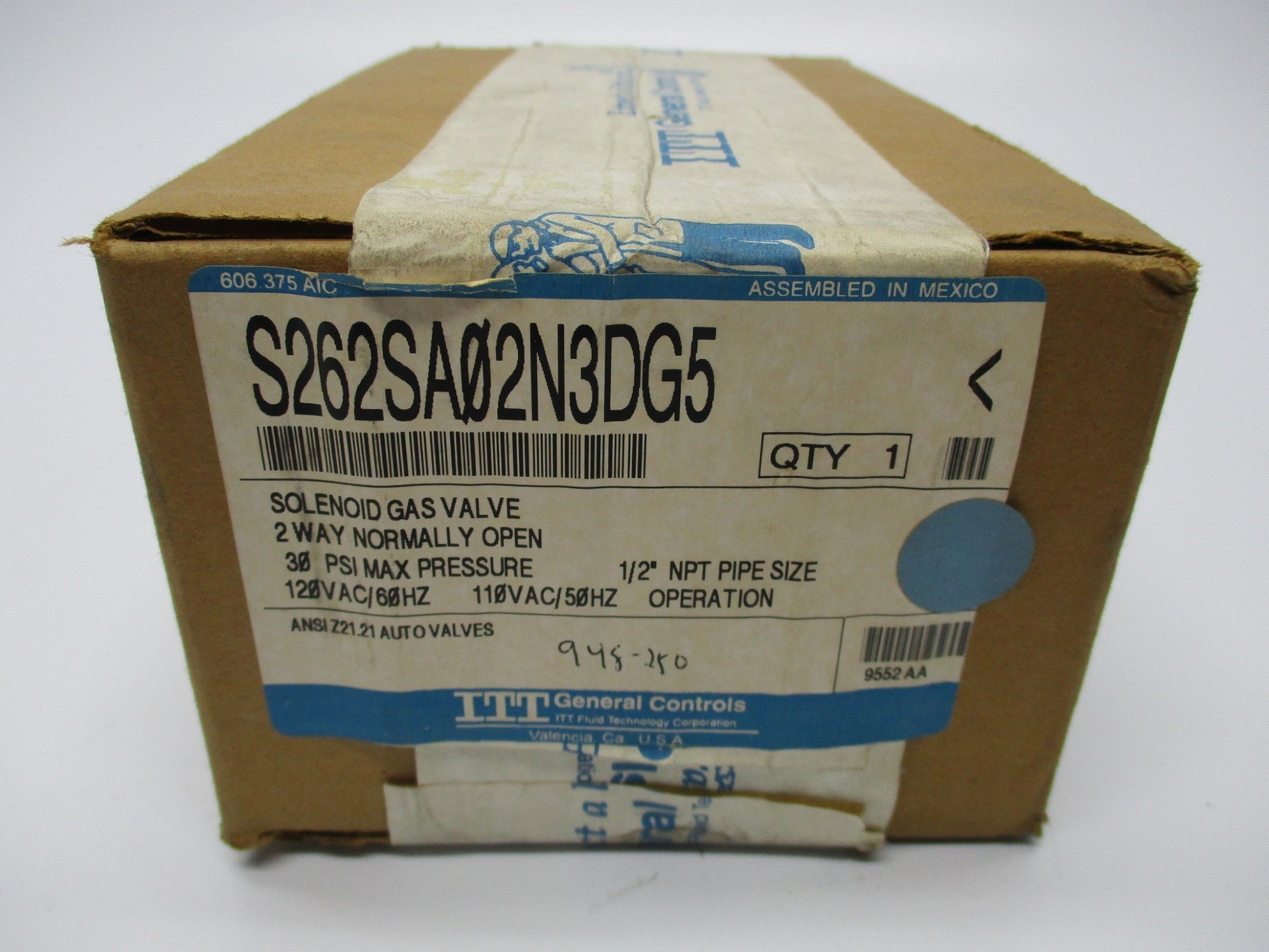 ITT S262SA02N3DG5 110/120VAC 30PSI 1/2" NSFS